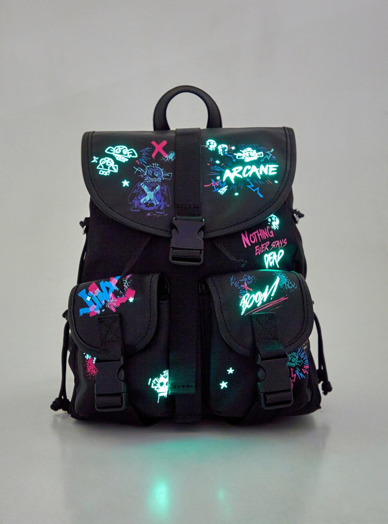 Arcane Graffiti Glow-In-The-Dark Slouch Mini Backpack, , hi-res