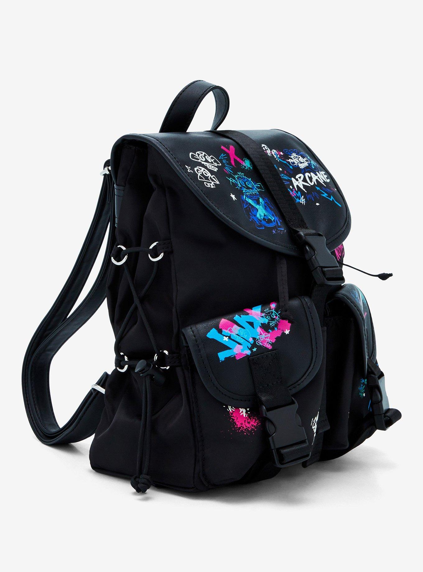 Arcane Graffiti Glow-In-The-Dark Slouch Mini Backpack, , alternate