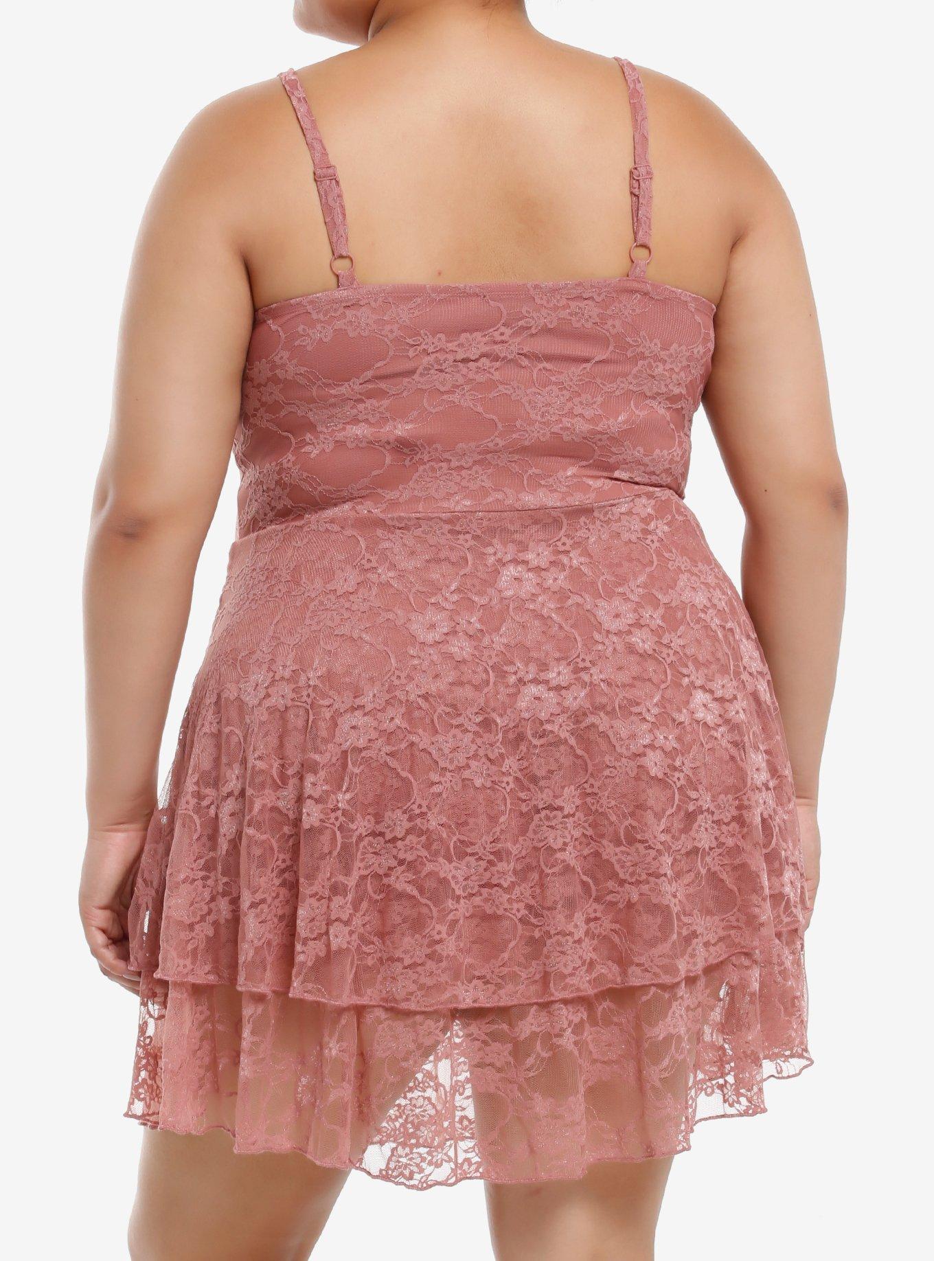 Thorn & Fable Mauve Lace Cami Dress Plus Size, MAUVE, alternate