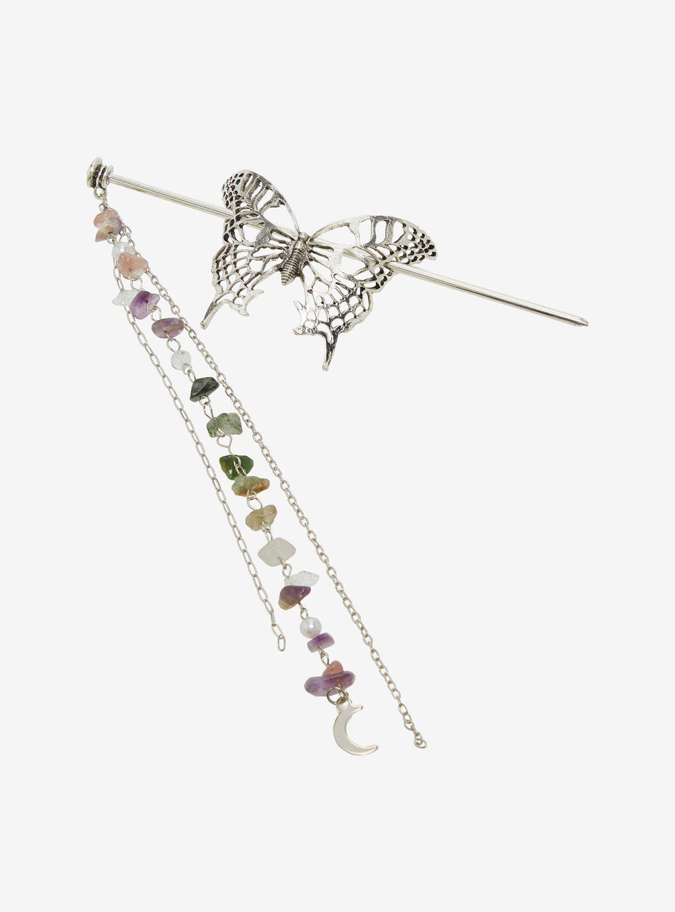 Thorn & Fable Butterfly Crystal Hair Pin, , hi-res