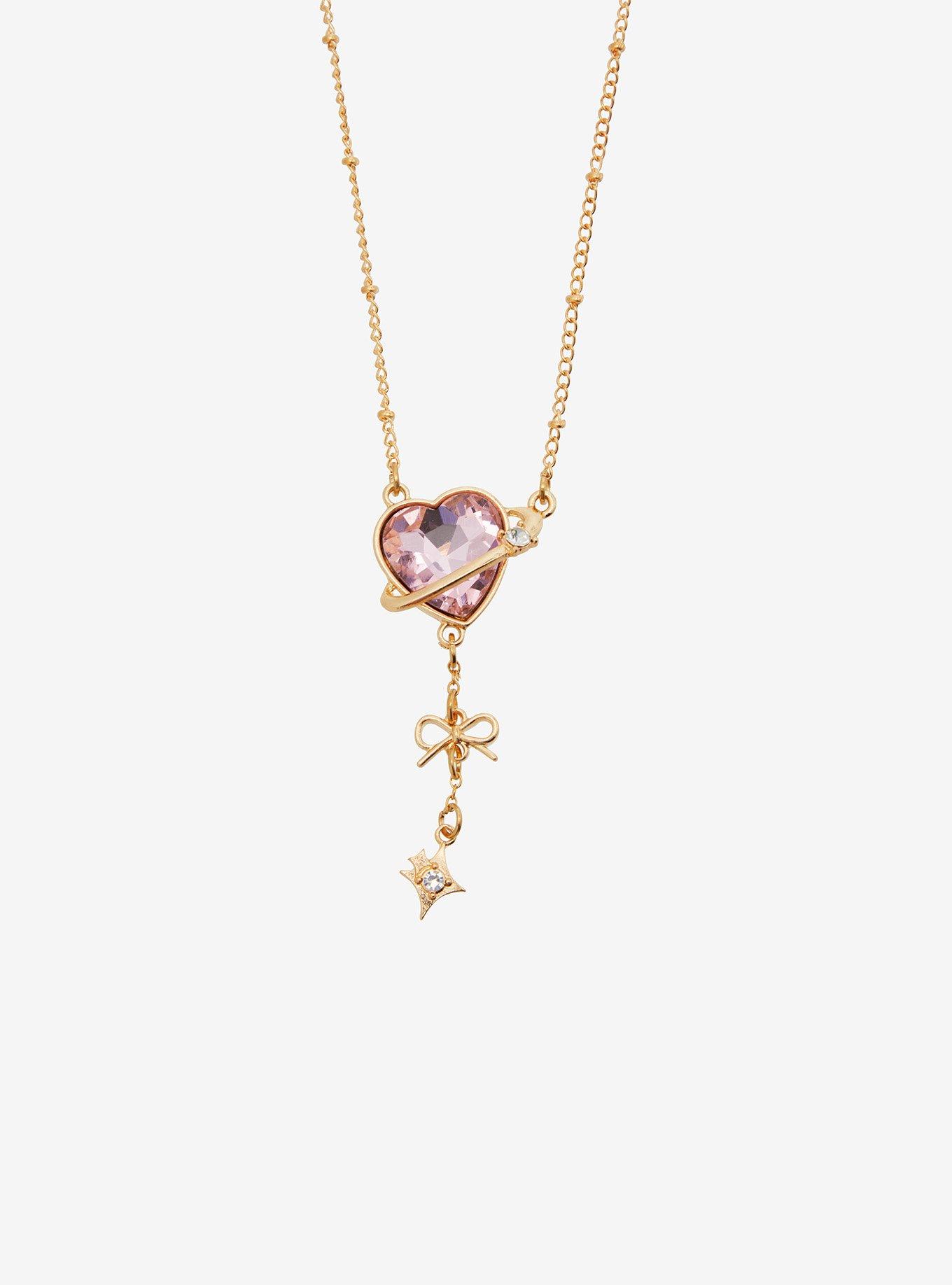 Sweet Society Pink Gem Planet Orbit Necklace, , alternate