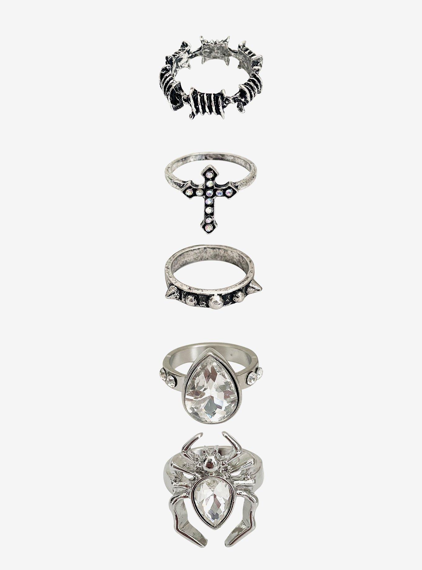 Social Collision Spider Gem Ring Set, , hi-res