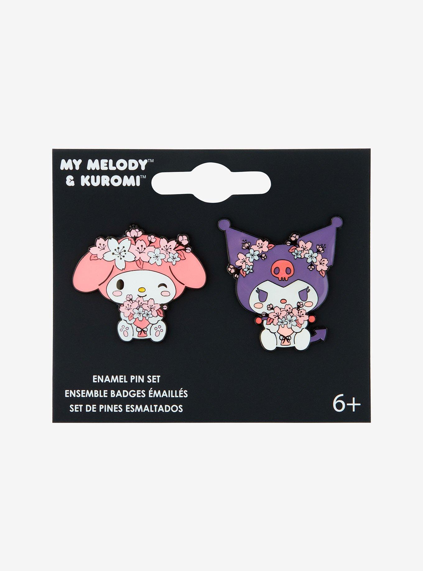 My Melody & Kuromi Sakura Enamel Pin Set, , hi-res