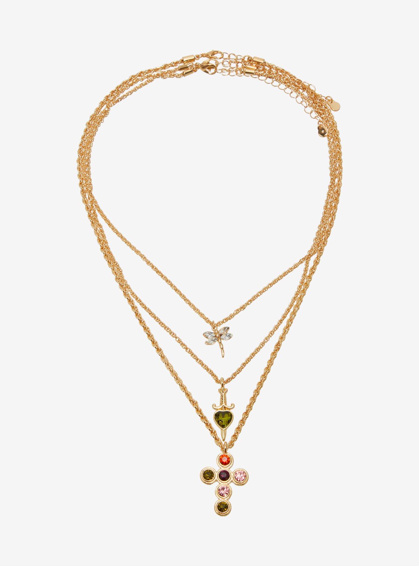 Thorn & Fable Dragonfly Cross Dagger Necklace Set, , hi-res