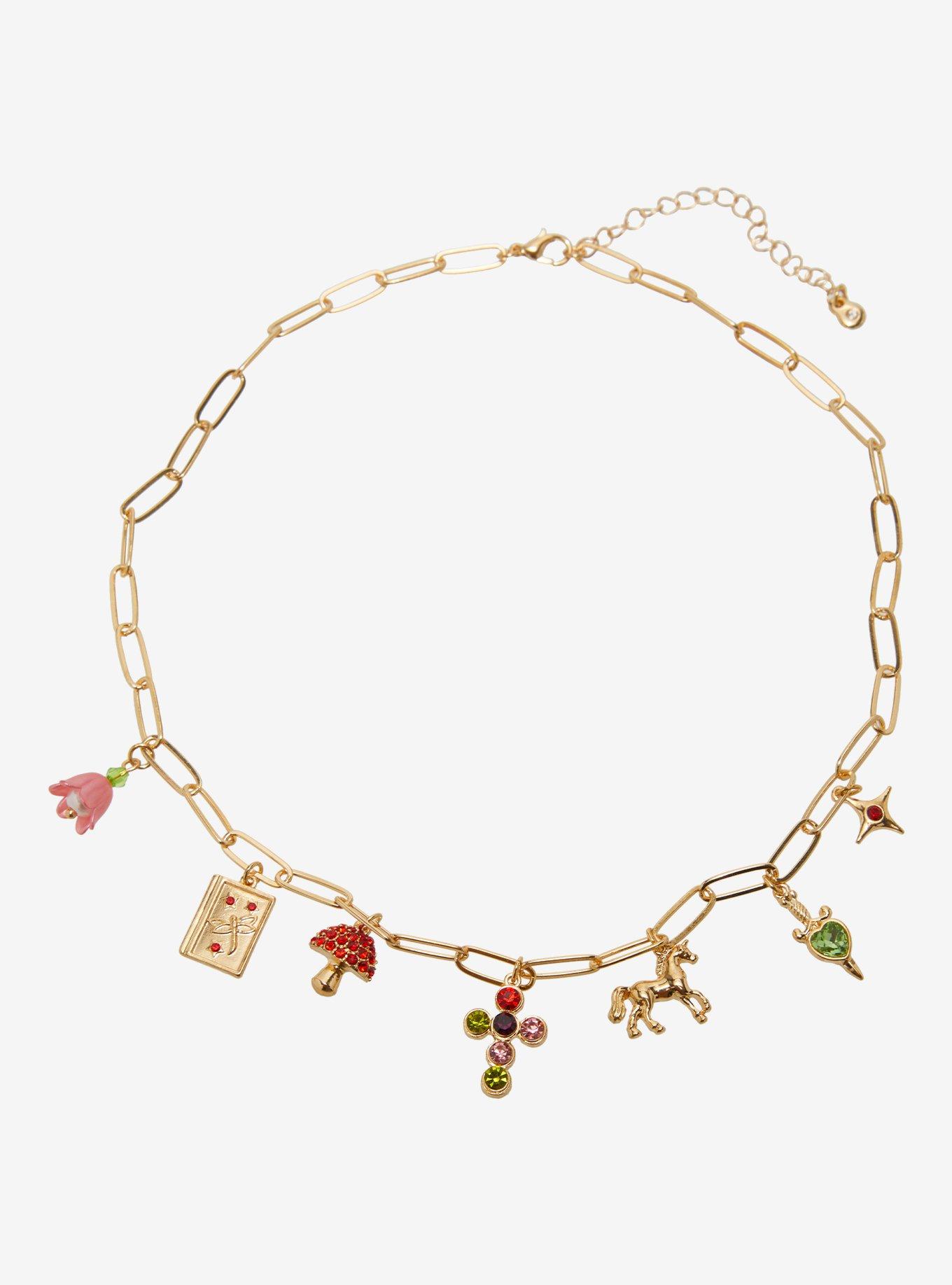 Thorn & Fable Unicorn Mushroom Book Charm Necklace, , alternate