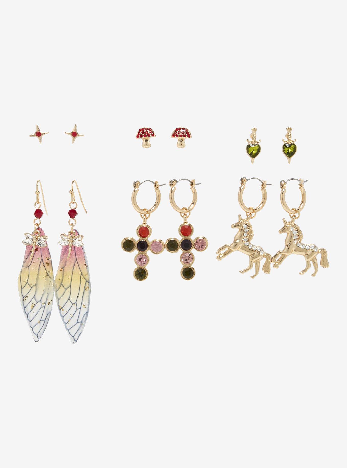 Thorn & Fable Mushroom Wing Unicorn Earring Set, , hi-res
