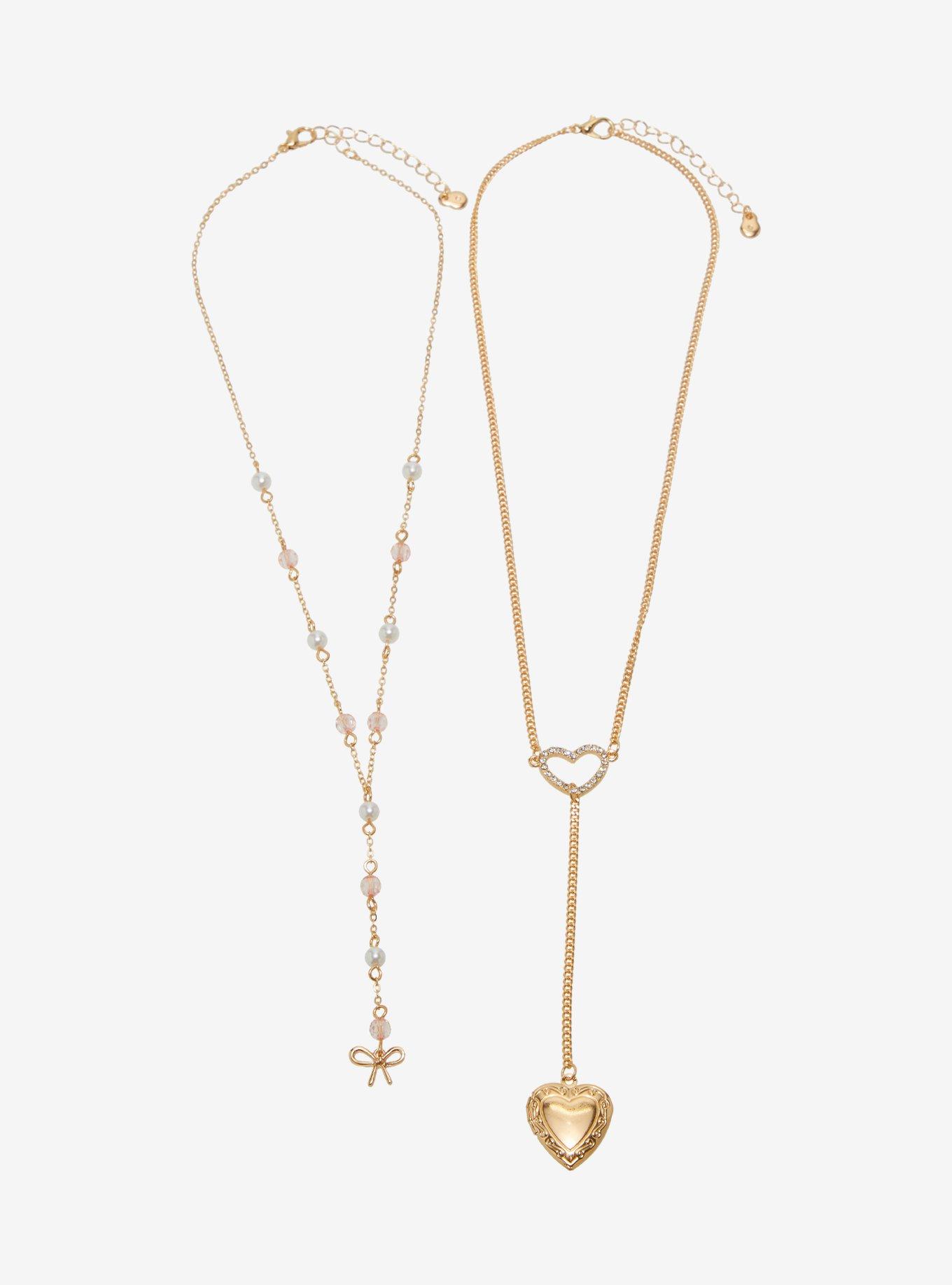 Sweet Society Bow Locket Lariat Necklace Set, , alternate