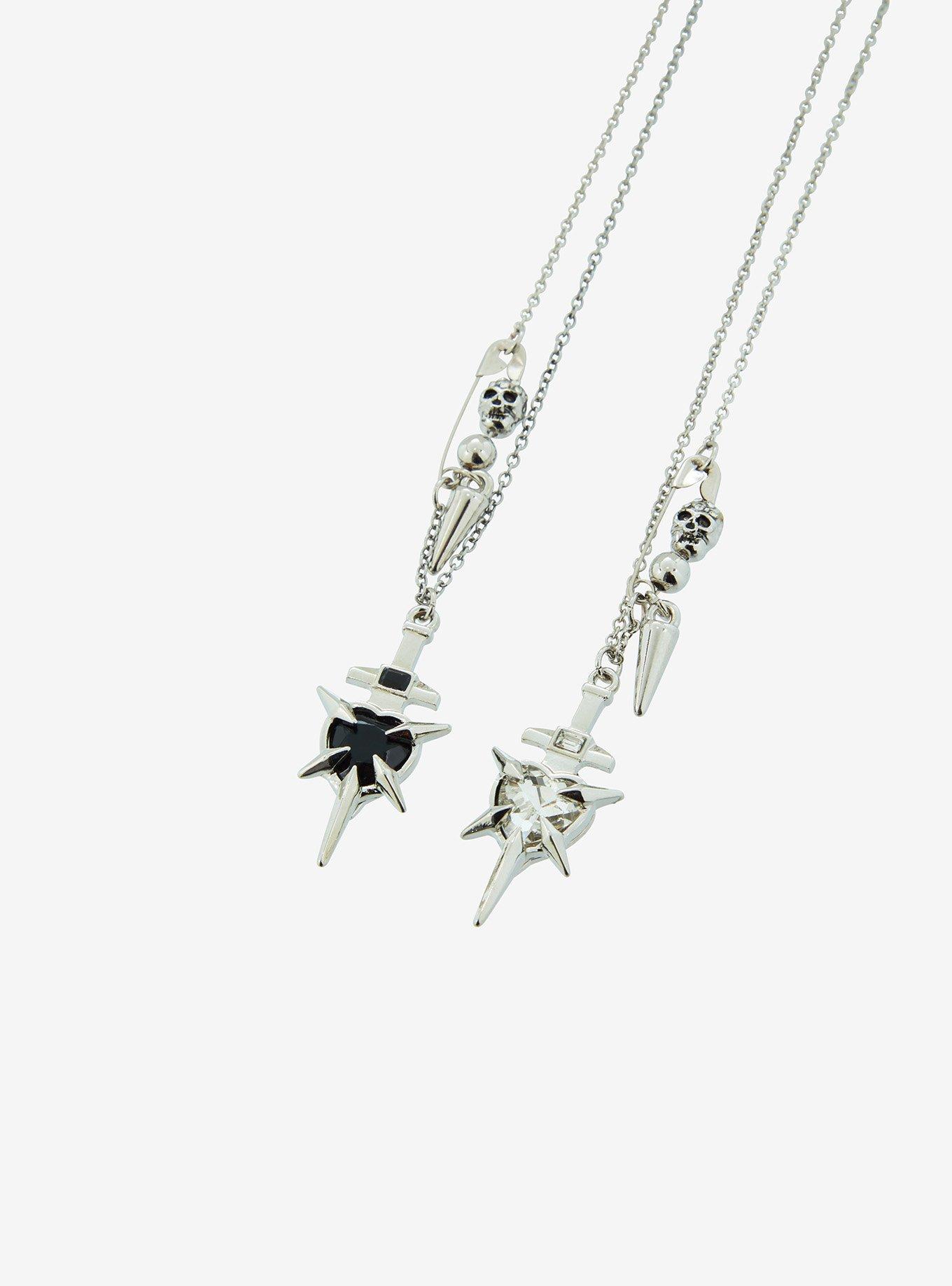 Social Collision Dagger Heart Best Friend Necklace Set, , alternate
