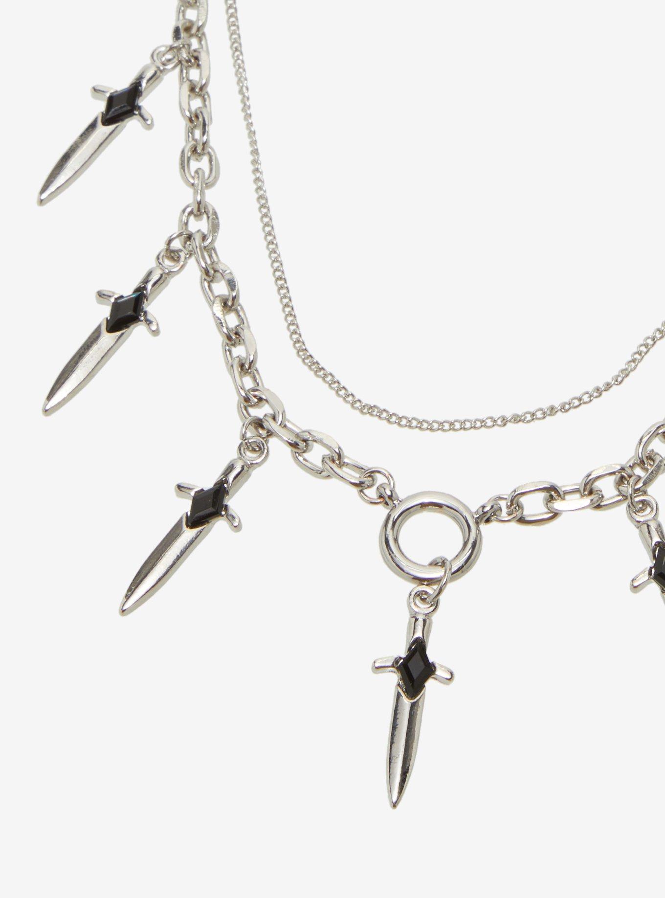Social Collision Dagger Charm Necklace Set, , alternate