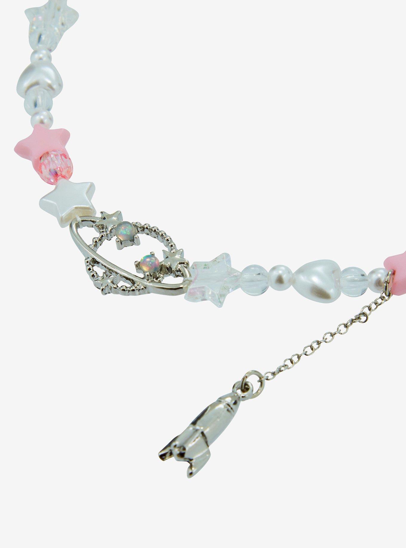 Cosmic Aura Saturn Planet Beaded Choker Necklace, , alternate