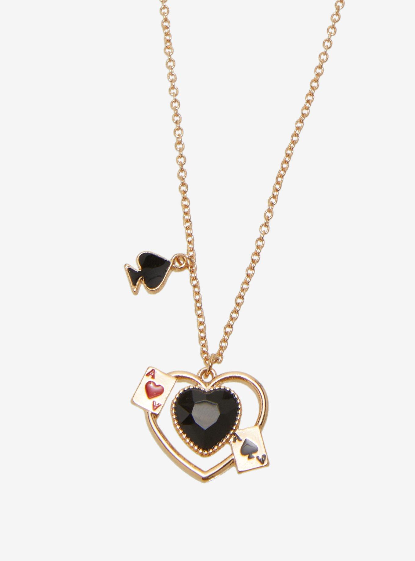 Thorn & Fable Card Suit Heart Best Friend Necklace Set, , alternate
