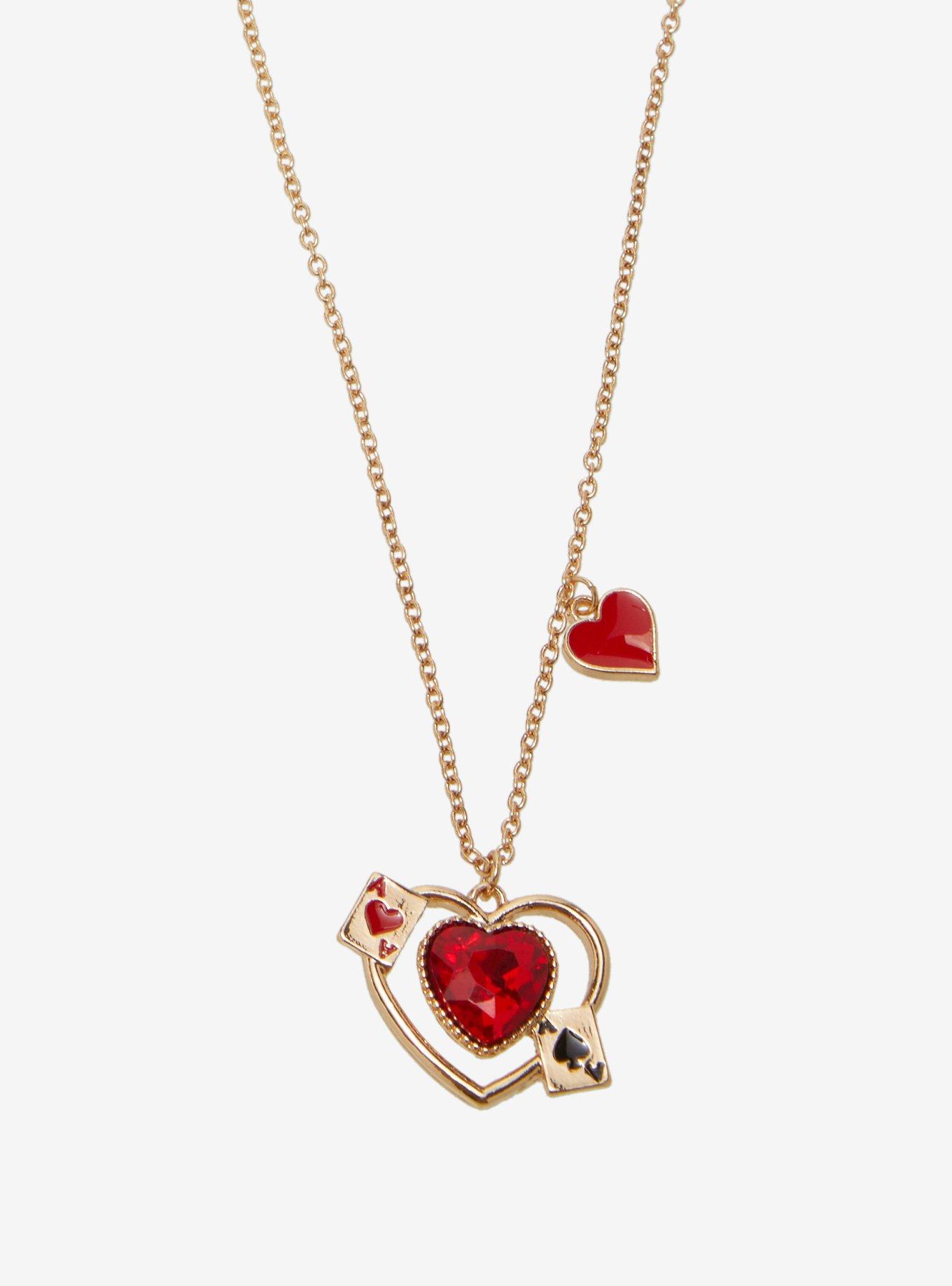 Thorn & Fable Card Suit Heart Best Friend Necklace Set, , alternate