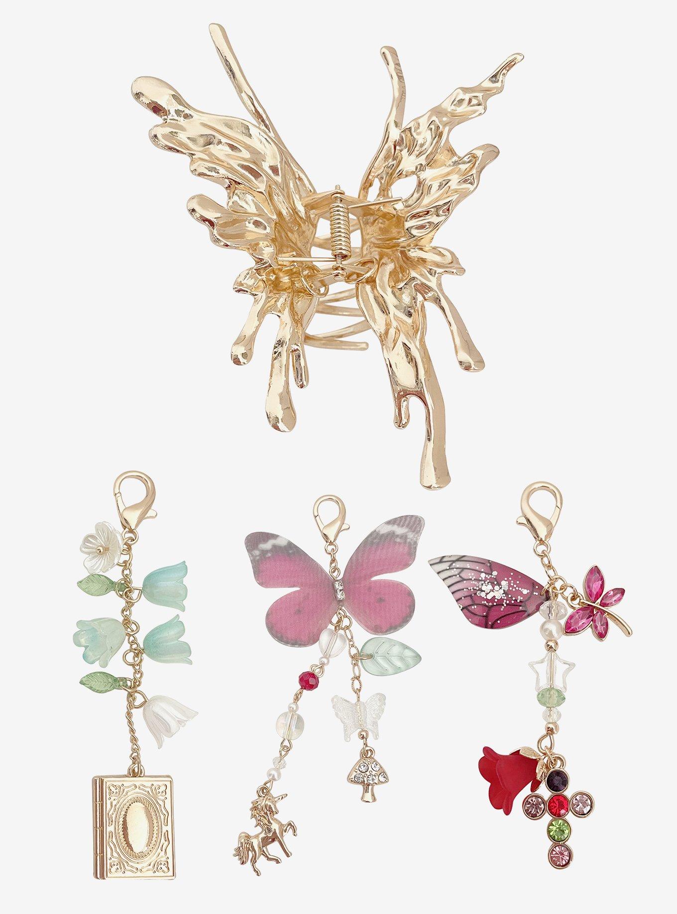 Thorn & Fable Butterfly Charms Claw Hair Clip, , hi-res