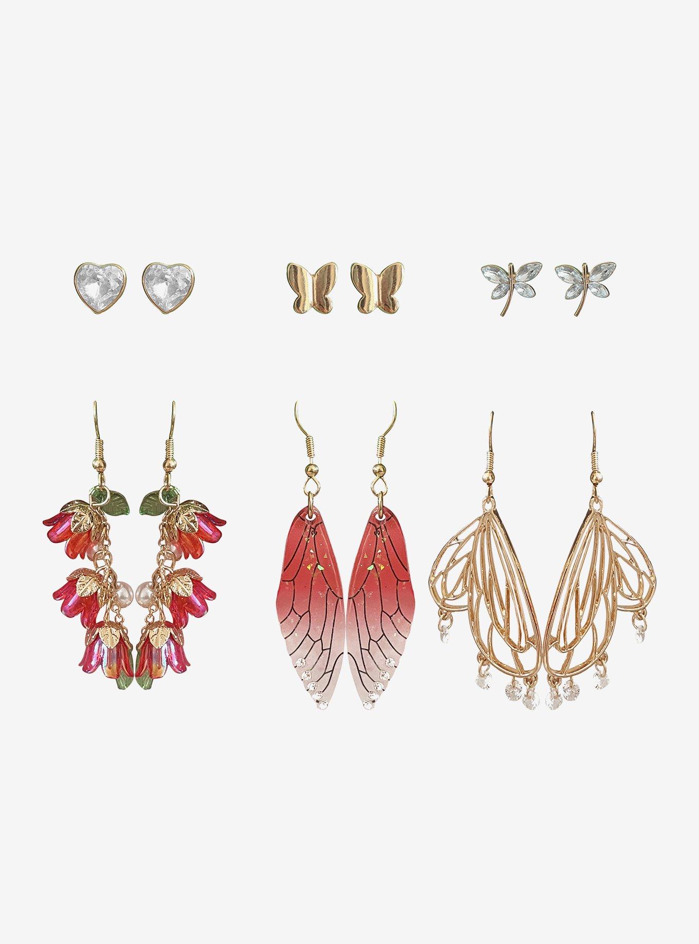 Thorn & Fable Butterfly Wing Stud & Drop Earring Set, , hi-res