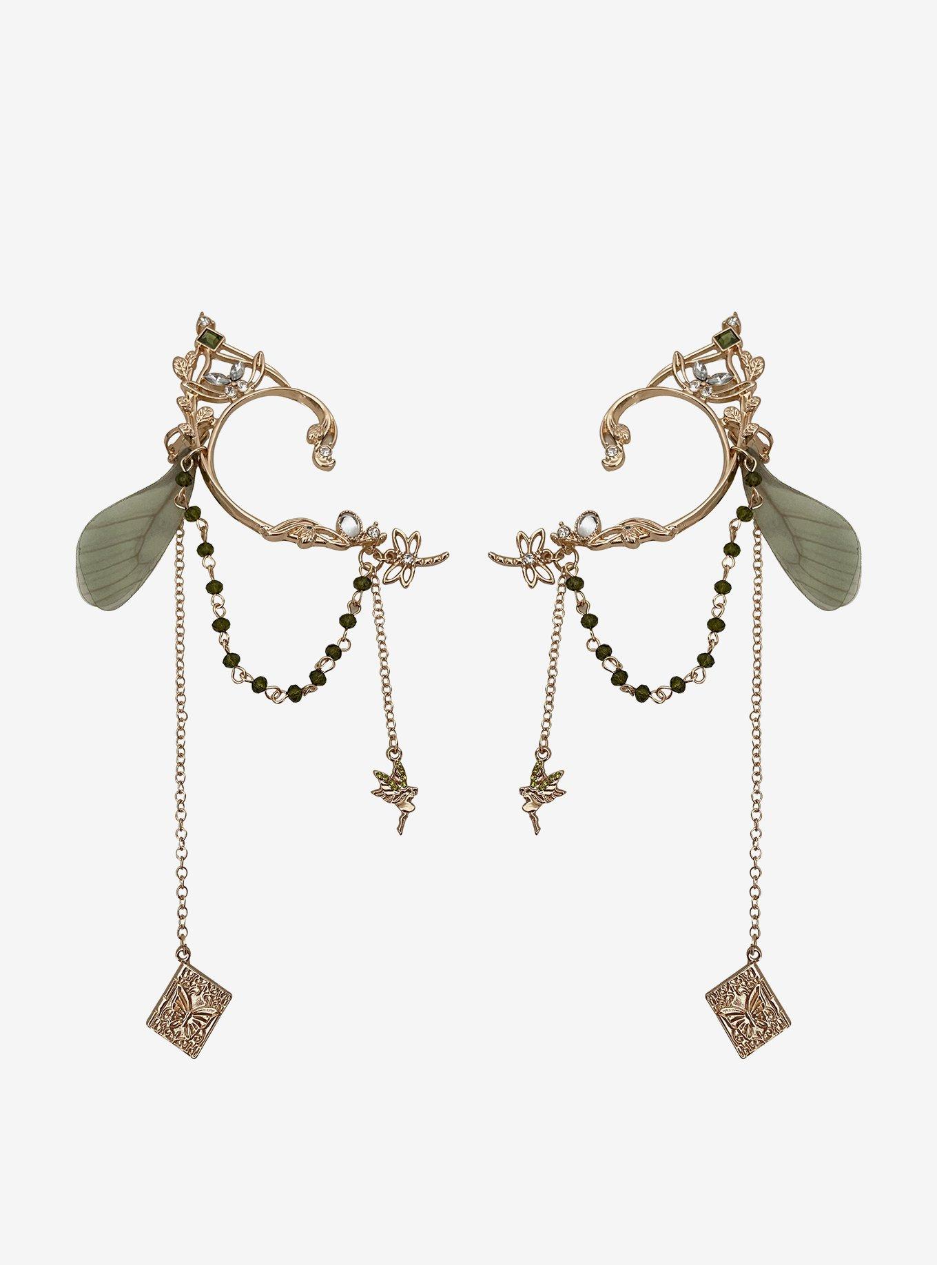 Thorn & Fable Fairy Wing Floral Ear Cuffs, , hi-res
