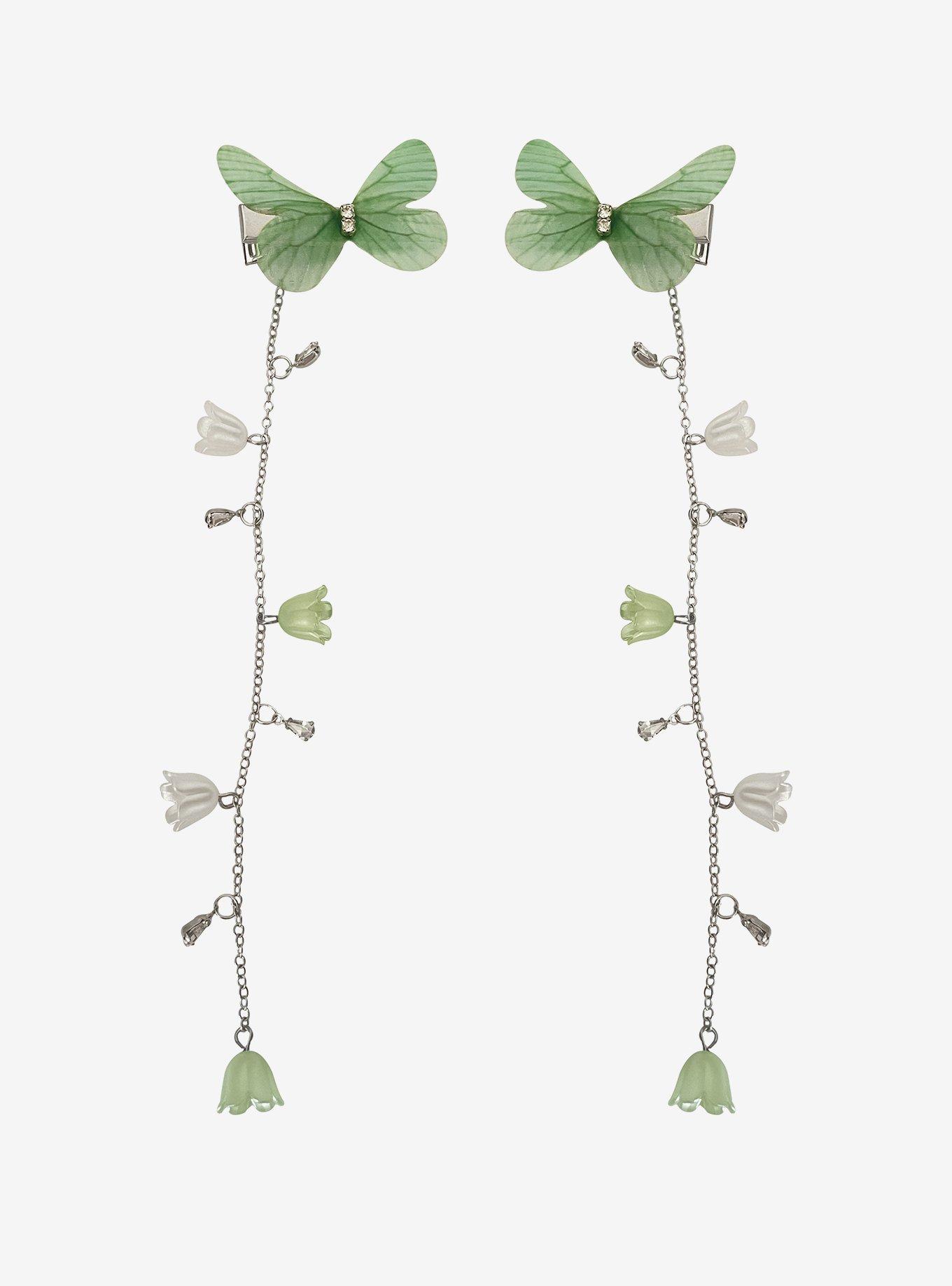 Thorn & Fable Green Butterfly Hair Clip Set, , hi-res