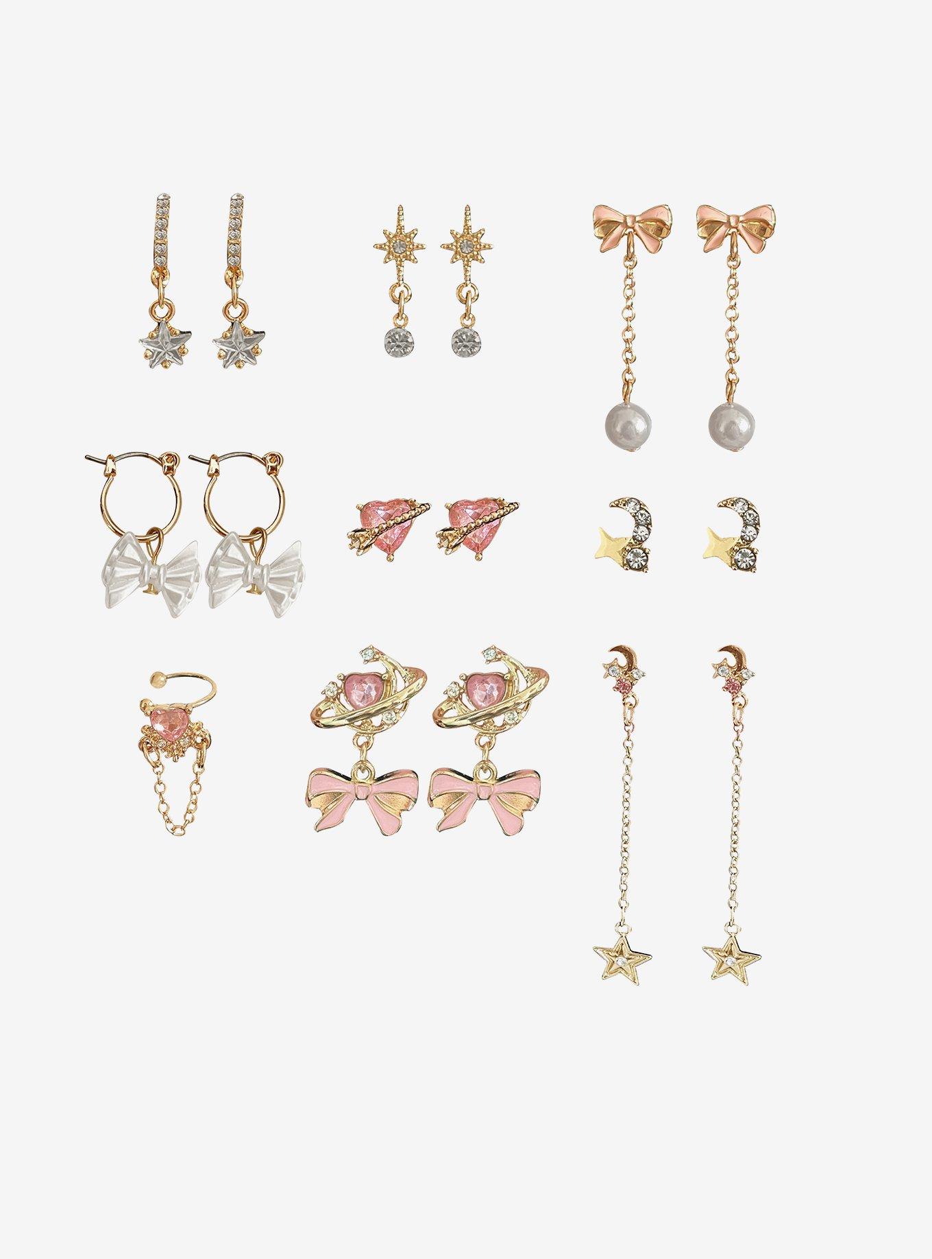 Sweet Society Bow Star Rhinestone Earring Set, , hi-res