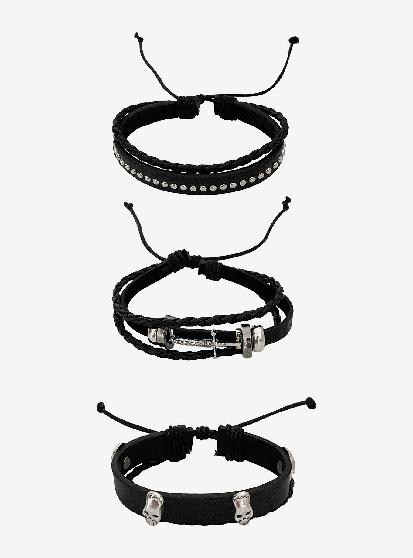 Skull & Sword Cord Bracelet Set, , alternate