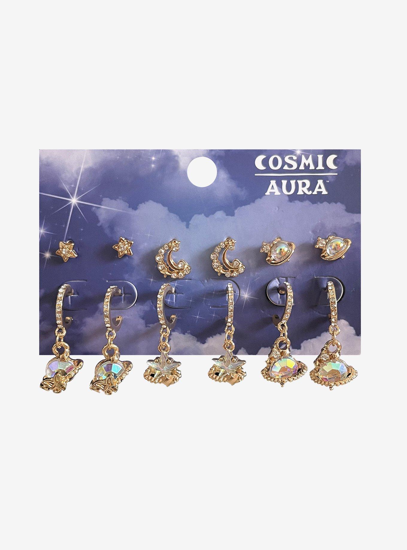 Cosmic Aura Celestial Stud & Huggie Earring Set, , hi-res