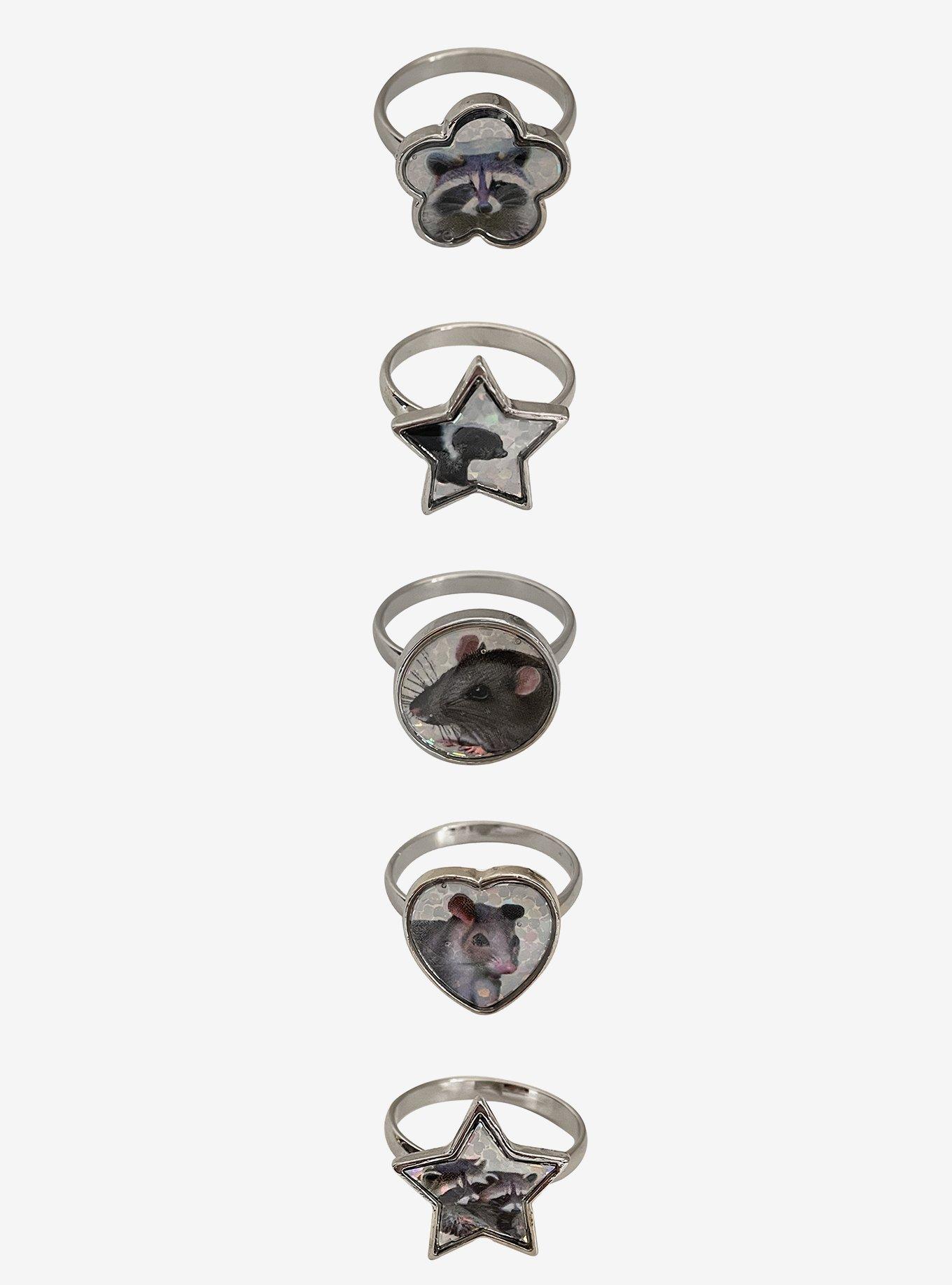 Social Collision Trash Critters Glitter Ring Set, , alternate