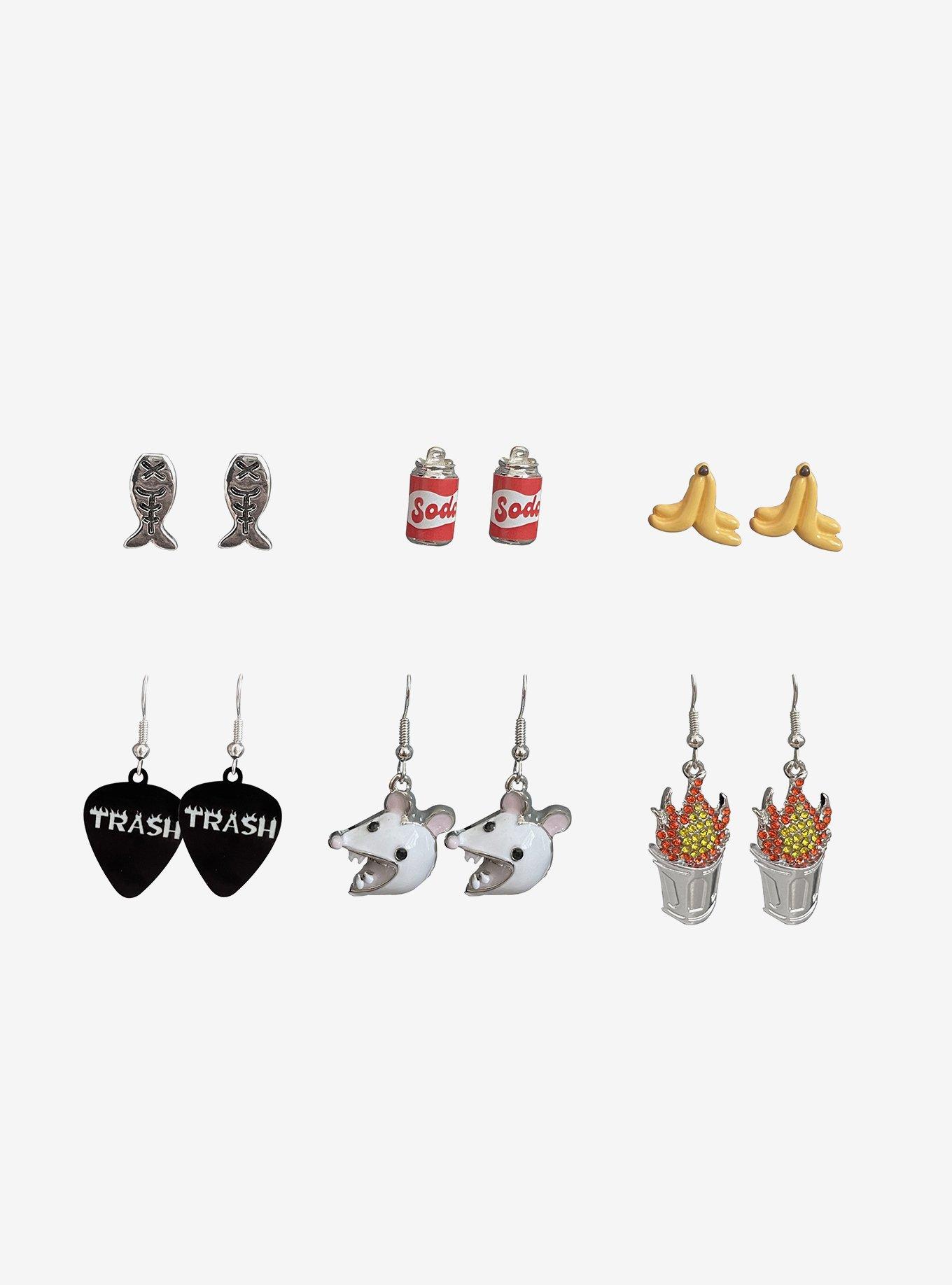 Social Collision Trash Icon Earring Set, , hi-res