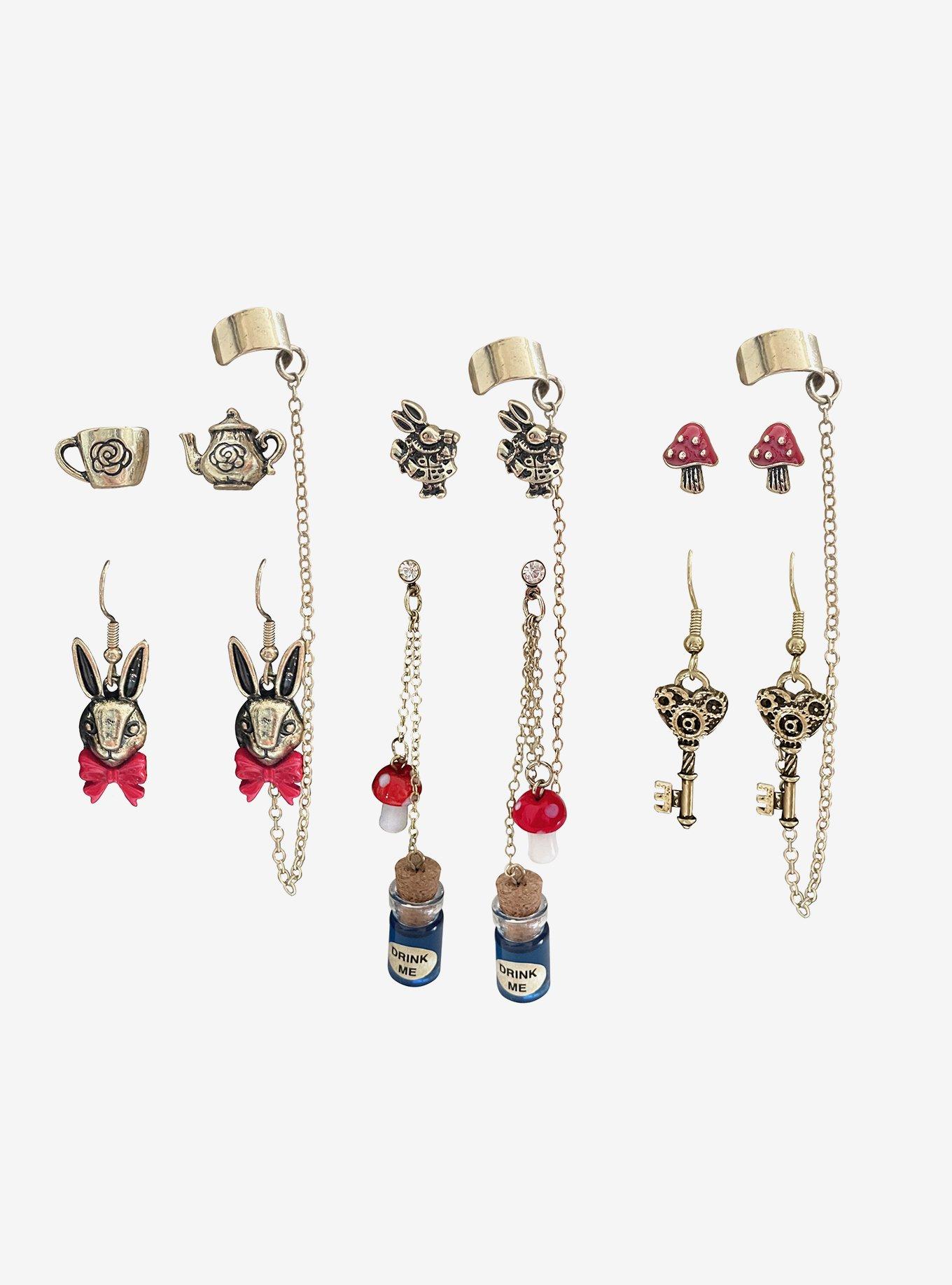 We're All Mad Here Alice Stud & Drop Earrings Set, , hi-res