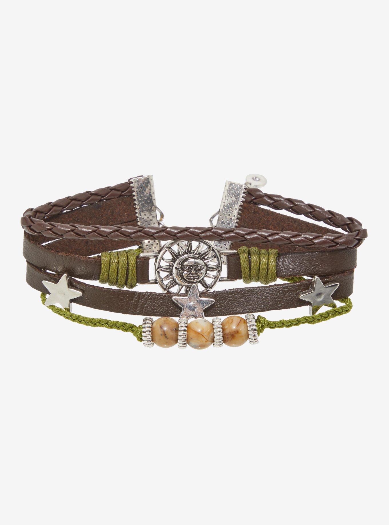 Thorn & Fable Sun Star Brown Faux Leather Bracelet, , hi-res