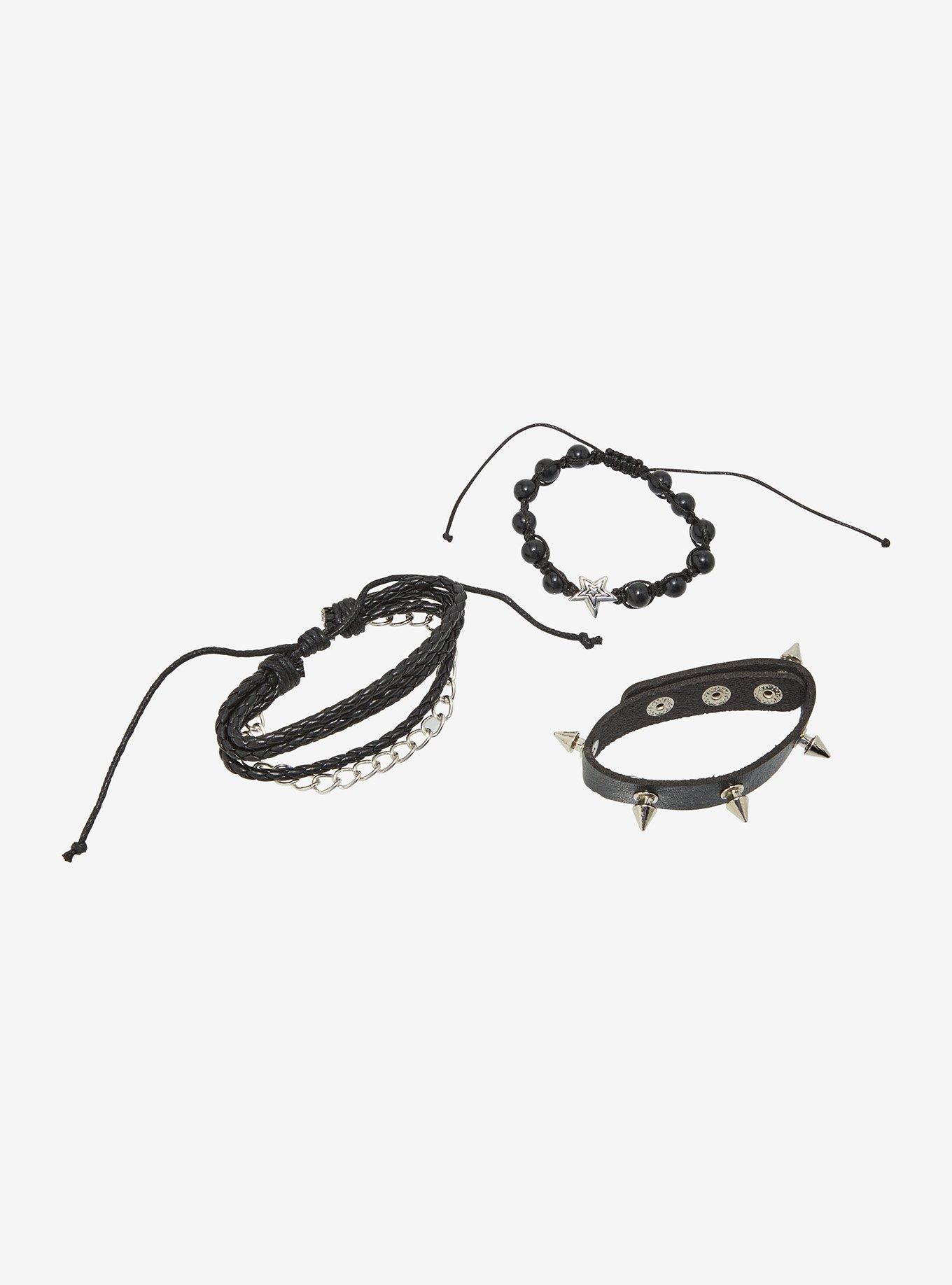Social Collision Grunge Spike Star Bracelet Set, , hi-res