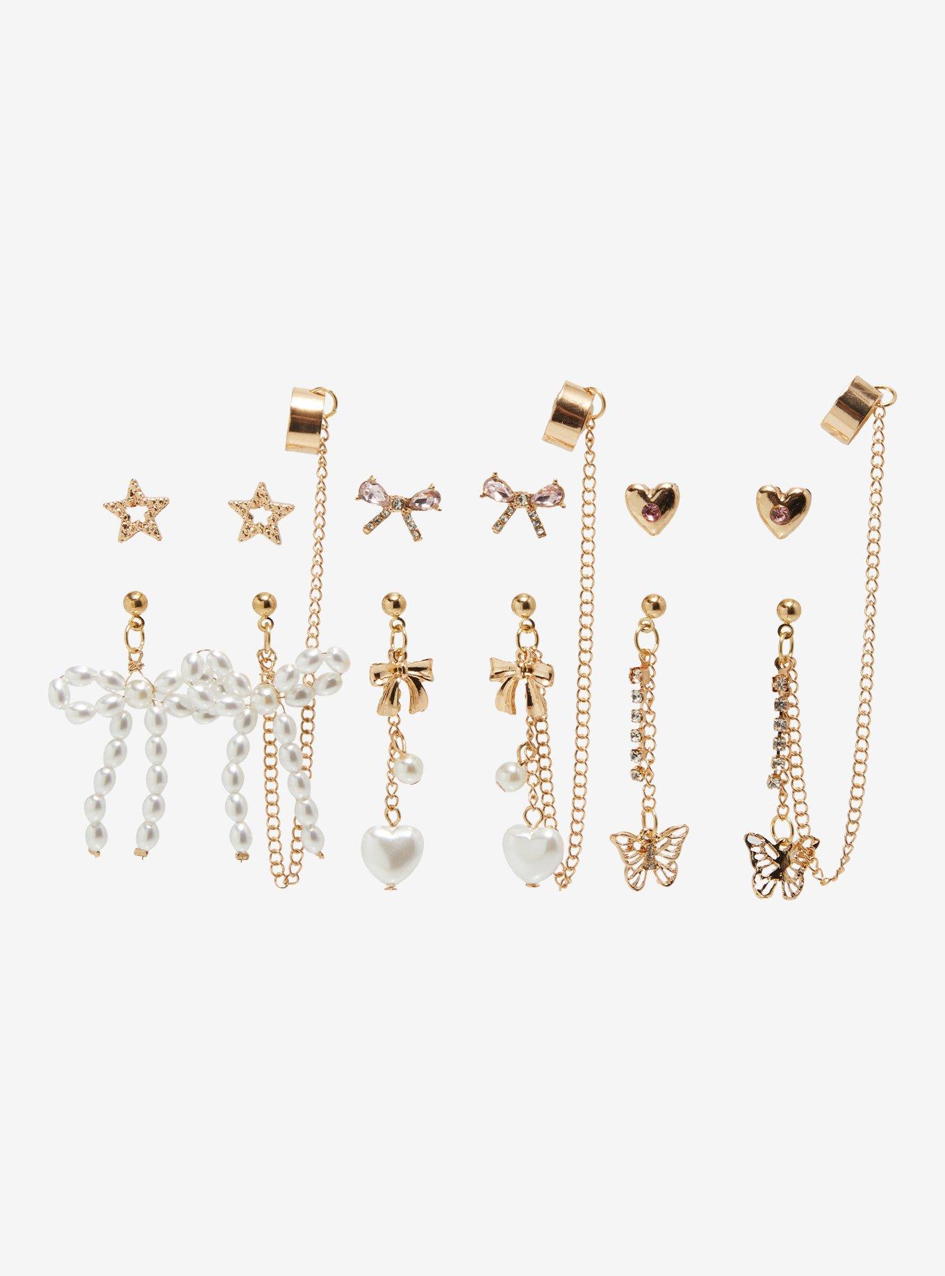 Sweet Society Butterfly Bow Cuff Earring Set, , hi-res