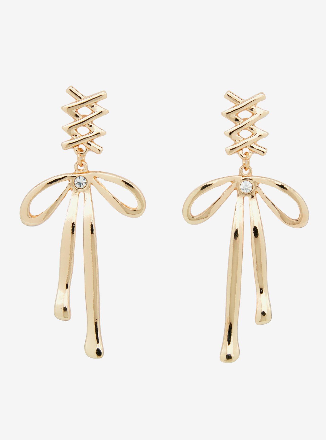 Sweet Society Corset Bow Drop Earrings, , hi-res