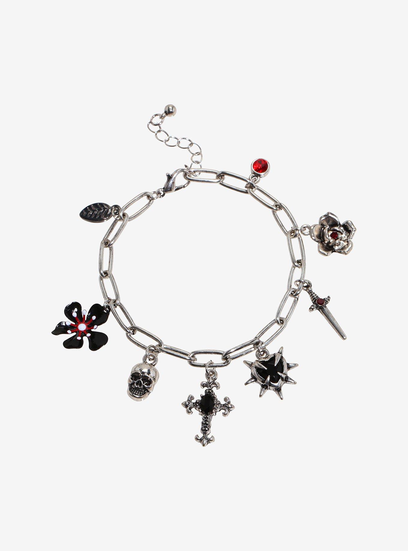 Social Collision Skull & Sword Charm Bracelet, , hi-res