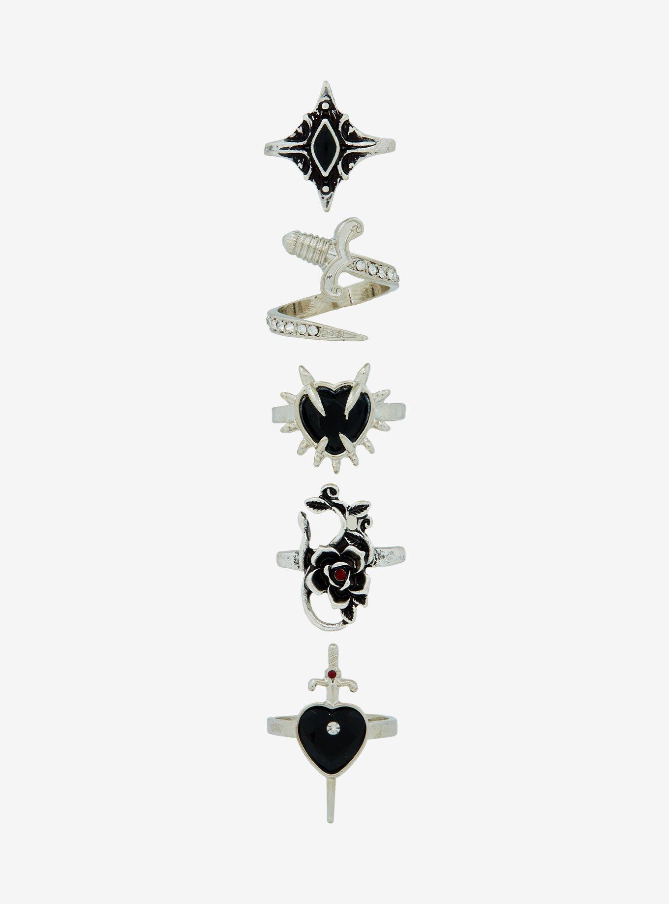Social Collision Heart & Sword Ring Set, , hi-res
