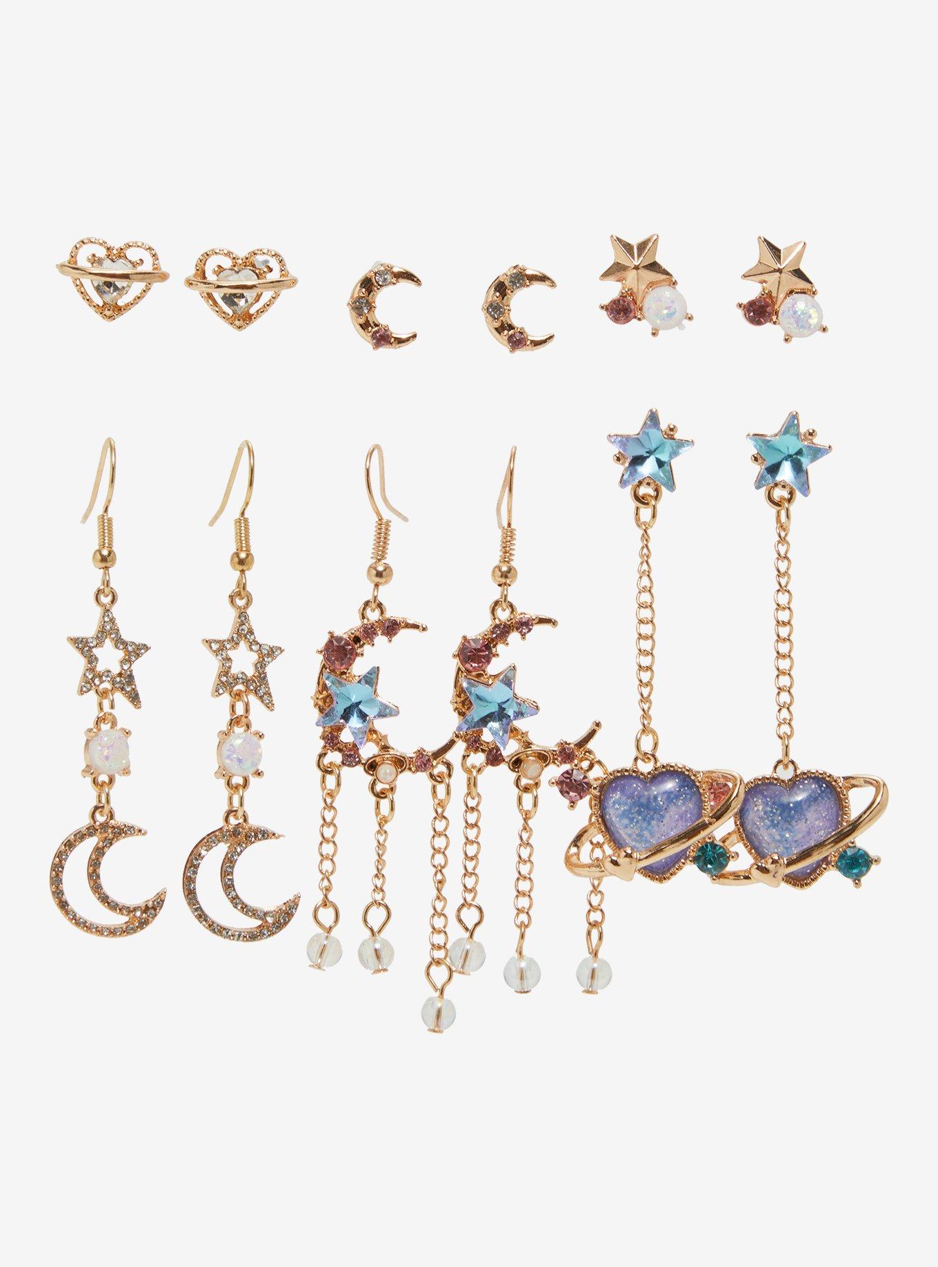 Cosmic Aura Heart Planetary Earring Set, , hi-res