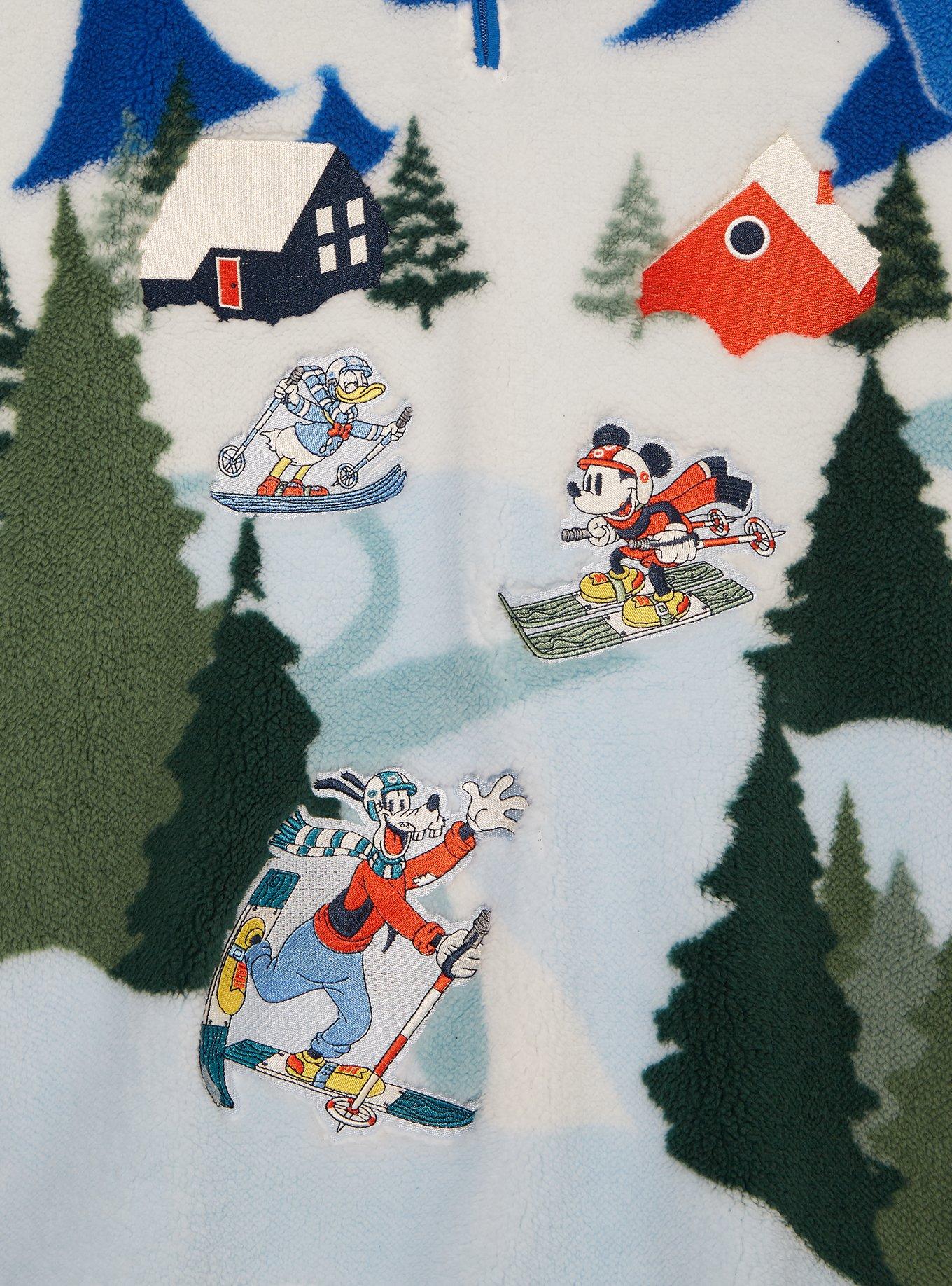 Disney Mickey Mouse & Friends Ski Scene Sherpa Quarter Zip Crewneck - BoxLunch Exclusive, MULTI, alternate