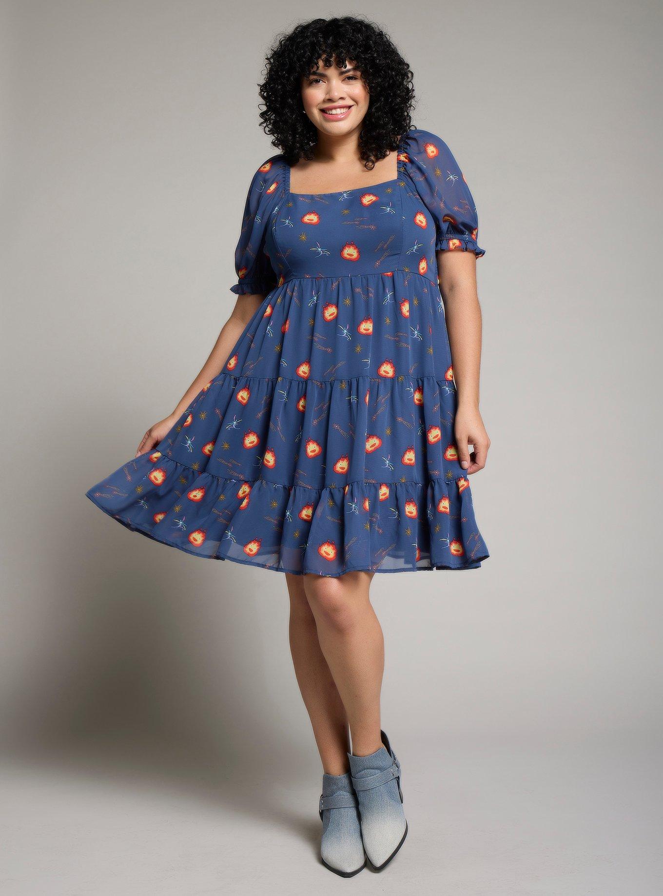 Her Universe Studio Ghibli® Howl's Moving Castle Calcifer Starry Plus Size Dress — BoxLunch Exclusive, , hi-res