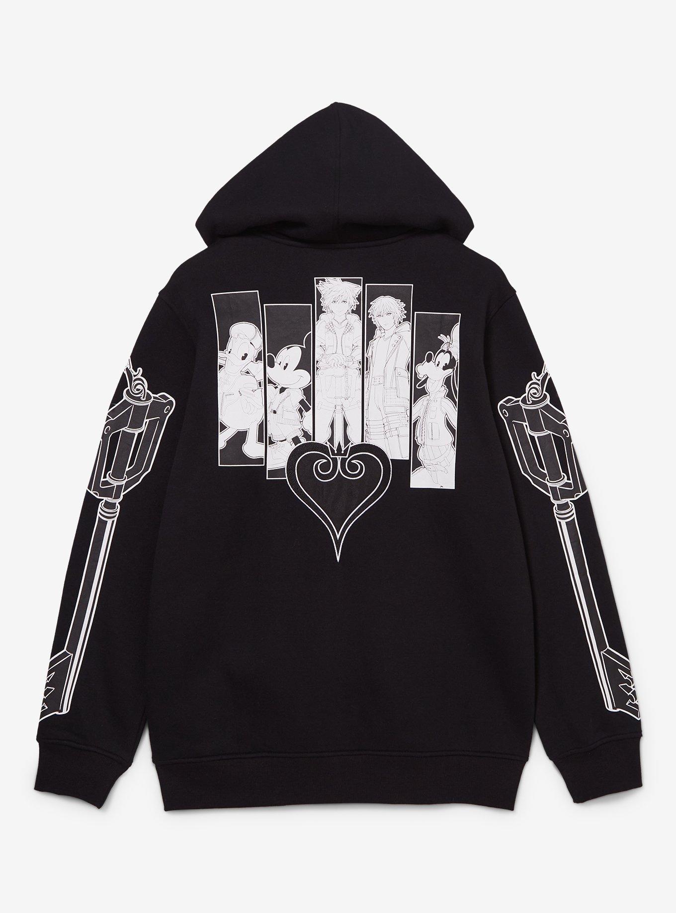 Disney Kingdom Hearts Character Panel Zippered Hoodie - BoxLunch Exclusive, BLACK, alternate