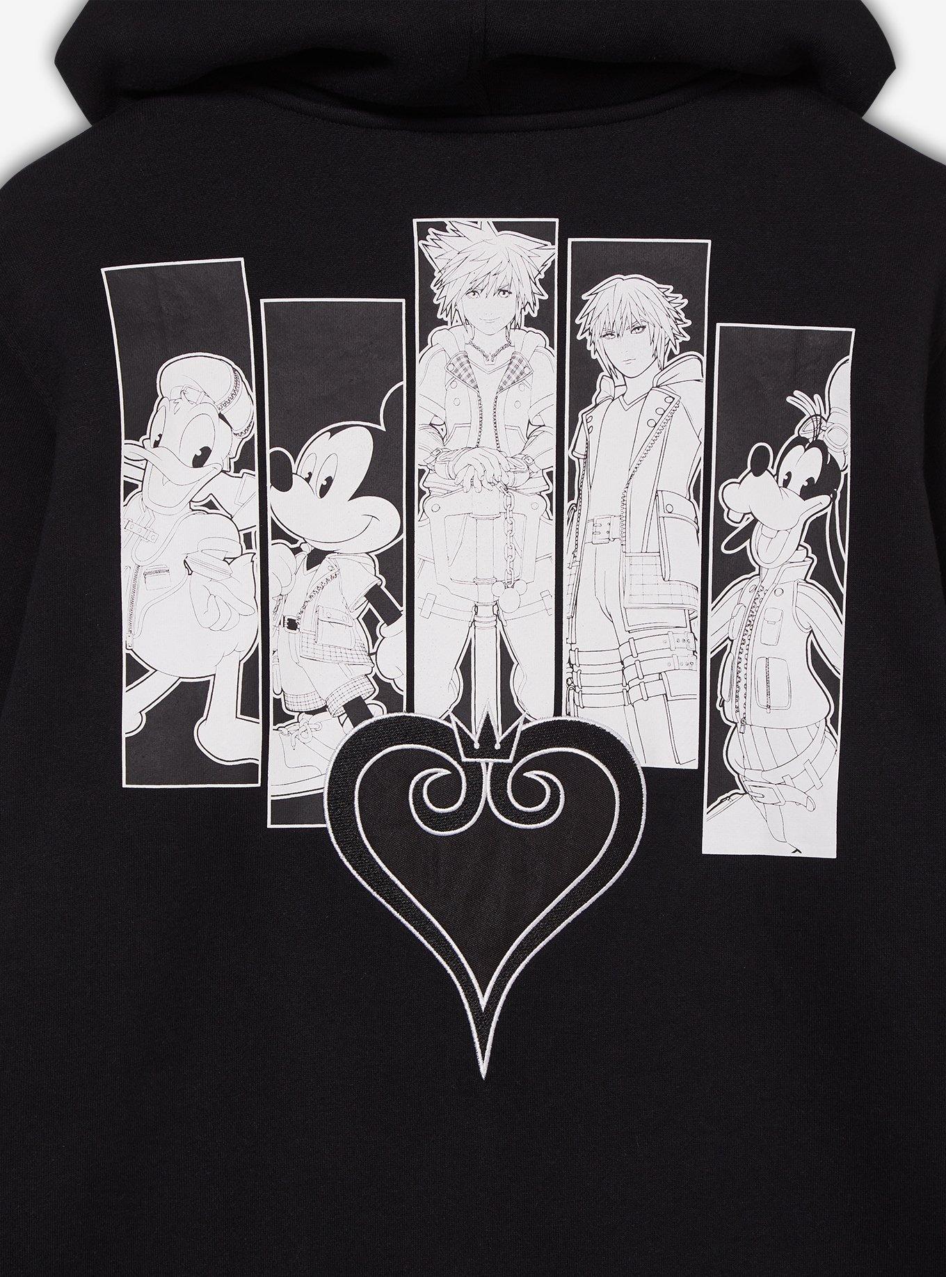 Disney Kingdom Hearts Character Panel Zippered Hoodie - BoxLunch Exclusive, BLACK, alternate