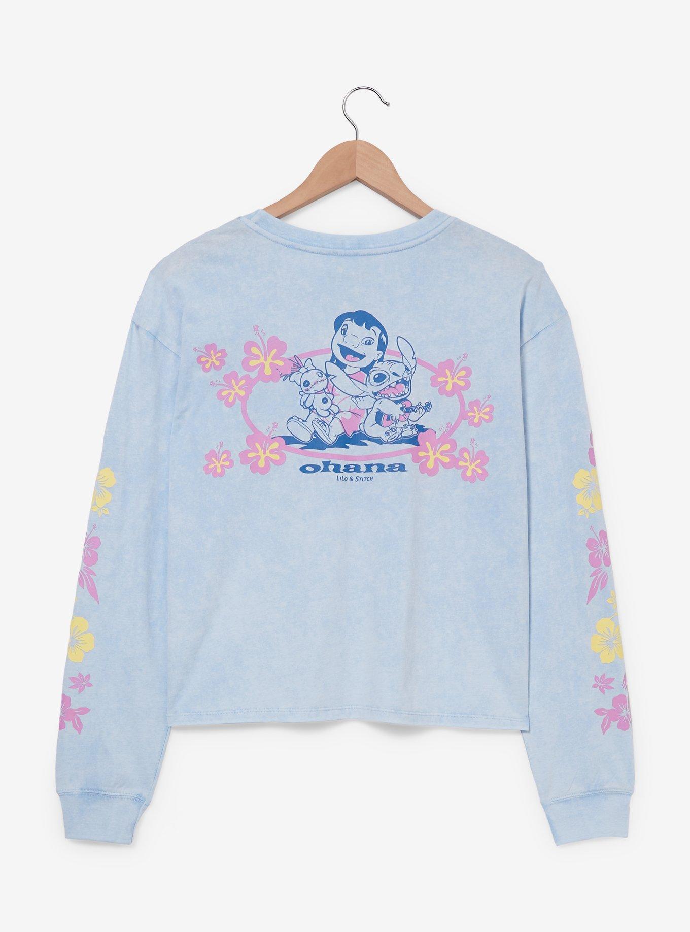 Disney Lilo & Stitch Floral Women's Cropped Long Sleeve T-Shirt - BoxLunch Exclusive, MULTI, alternate