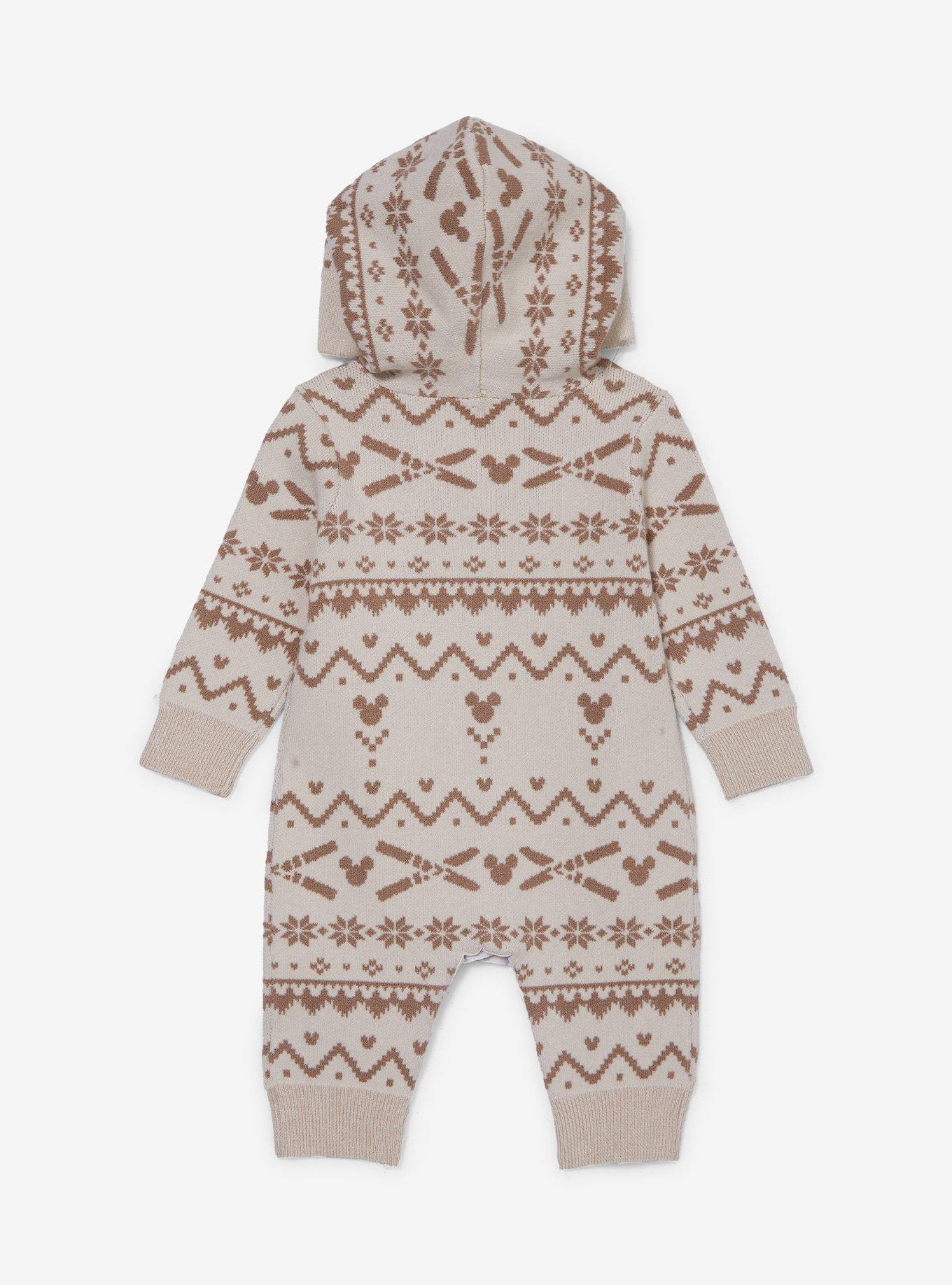 Disney Mickey Mouse Ski Knit Infant Hooded One-Piece - BoxLunch Exclusive, BEIGE, alternate