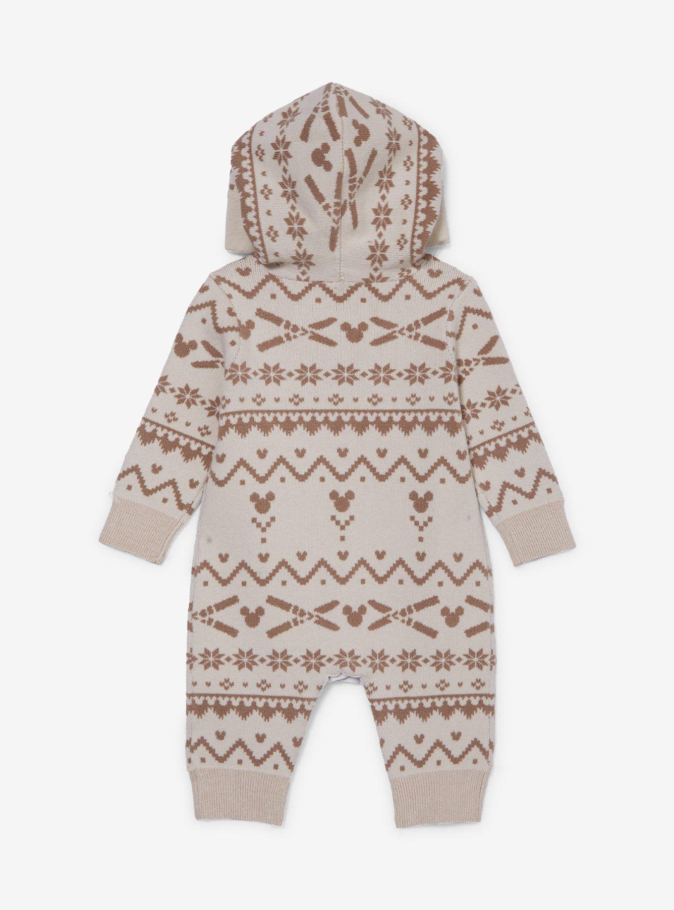 Disney Mickey Mouse Ski Knit Infant Hooded One-Piece - BoxLunch Exclusive, BEIGE, alternate