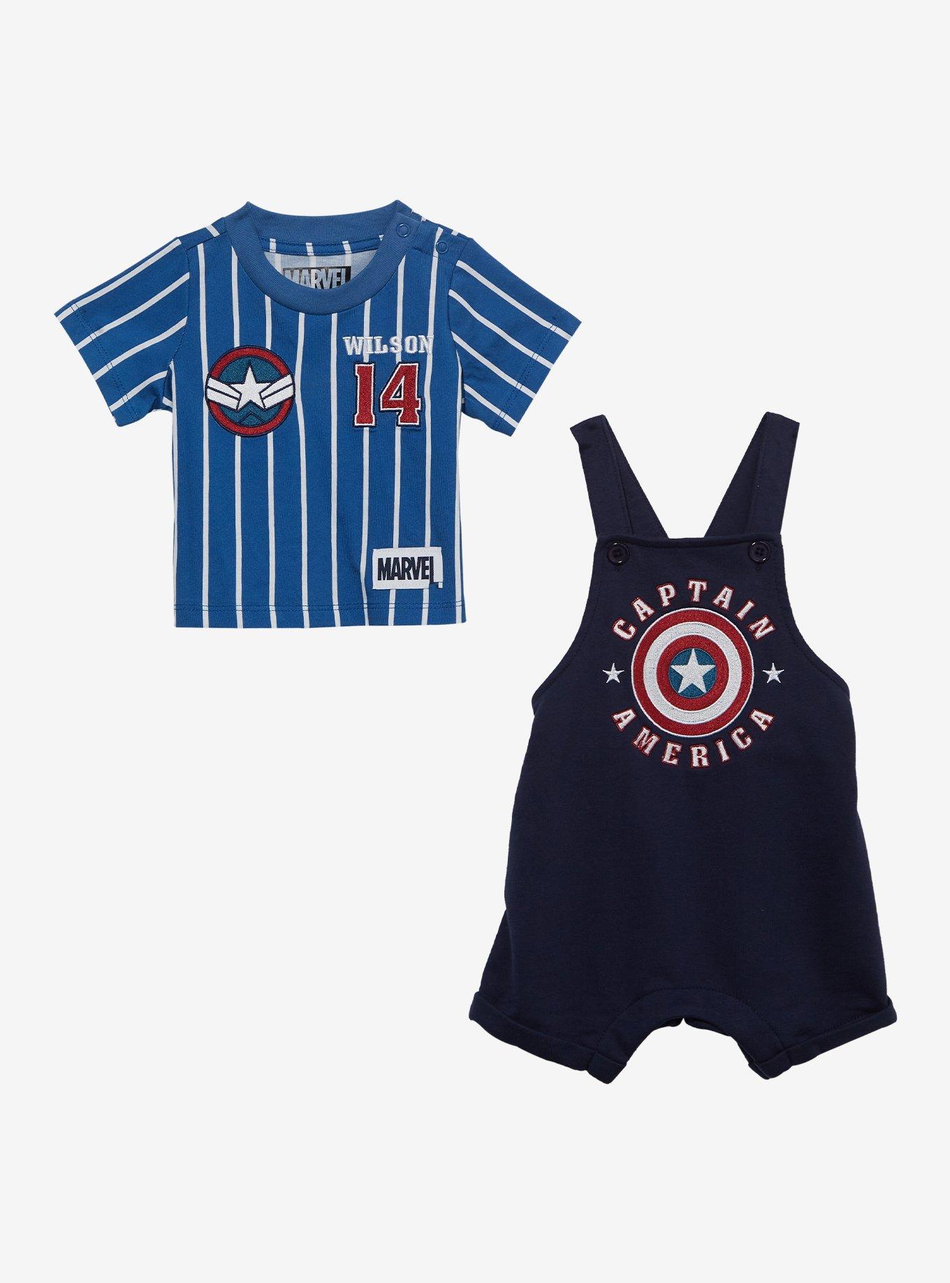 Marvel Captain America Infant T-Shirt & Overall Set, NAVY, alternate