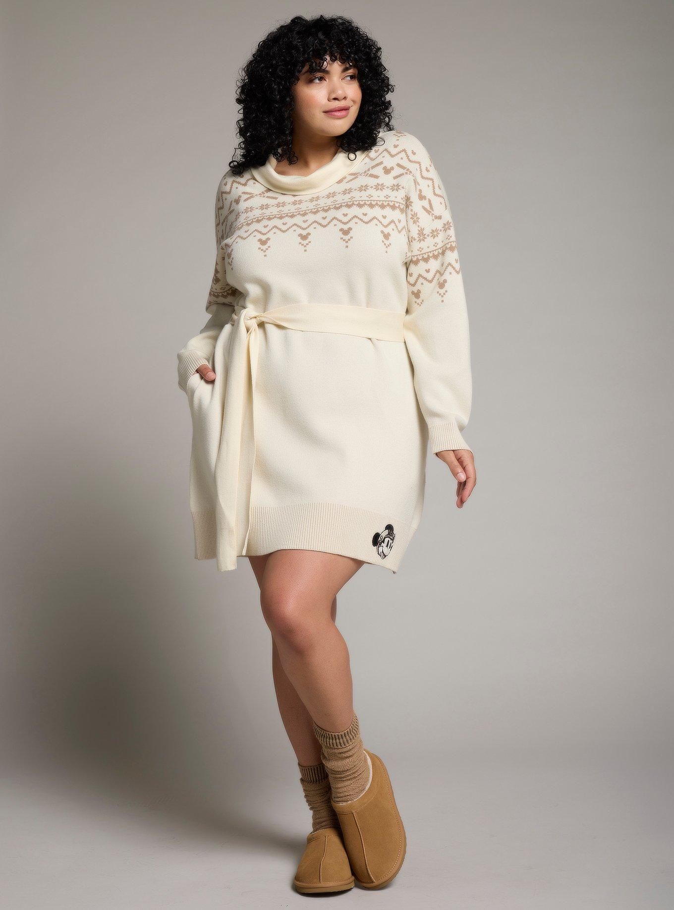 Her Universe Disney Minnie Mouse Ski Plus Size Sweater Dress - BoxLunch Exclusive, BEIGE, alternate