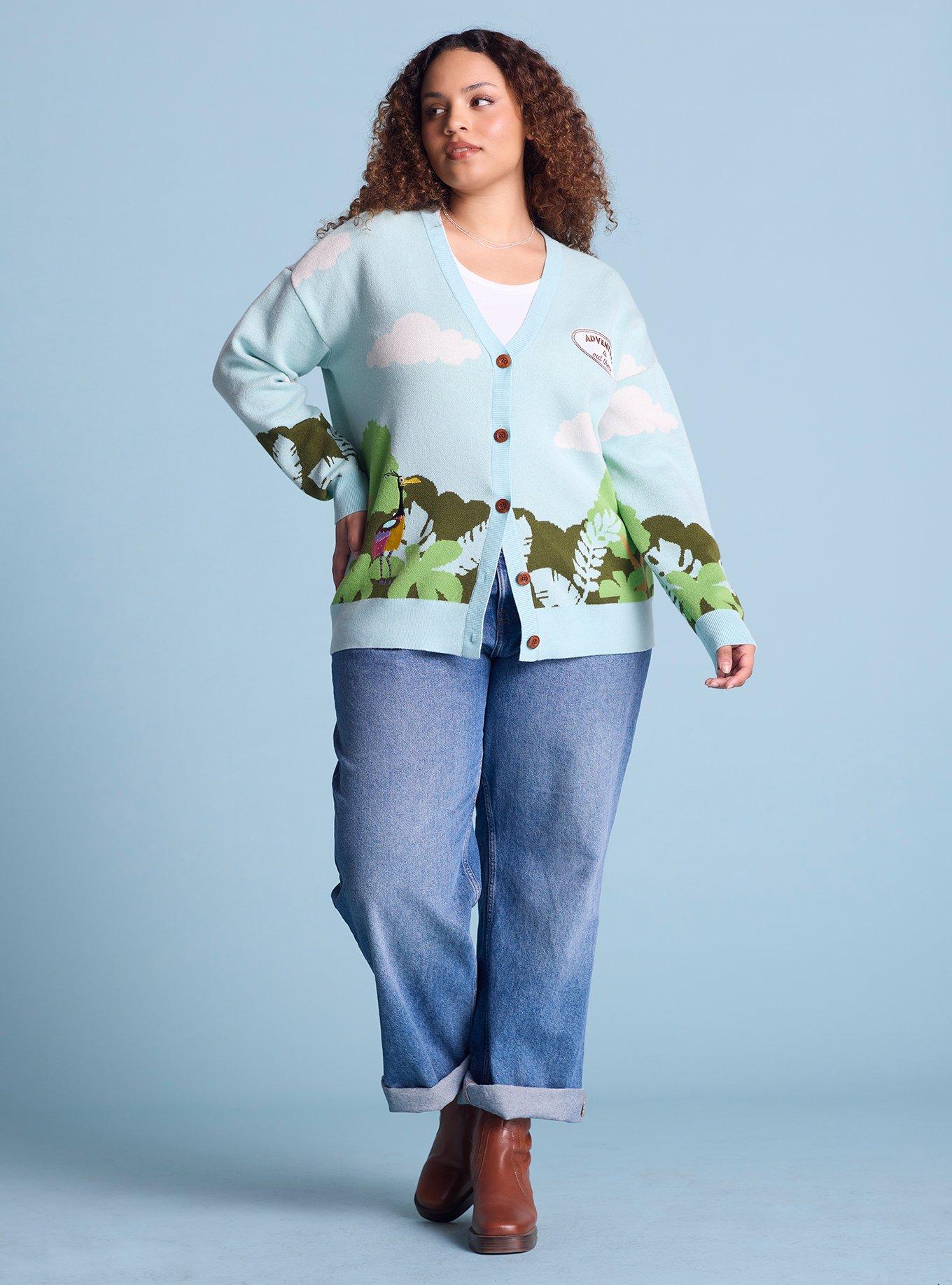 Disney Pixar Up Adventure Is Out There Scenic Women's Plus Knit Cardigan — BoxLunch Exclusive