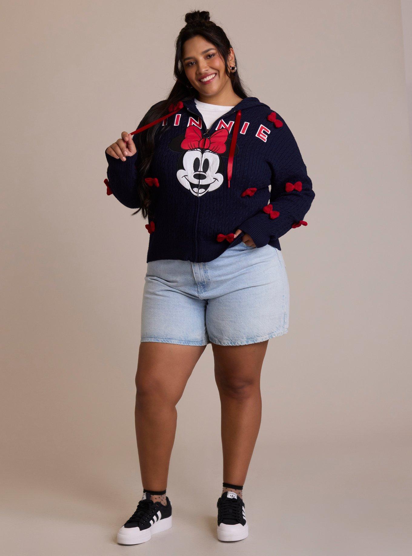 Her Universe Disney Minnie Mouse Crochet Bows Knit Hoodie Plus Size Her Universe Exclusive, , hi-res