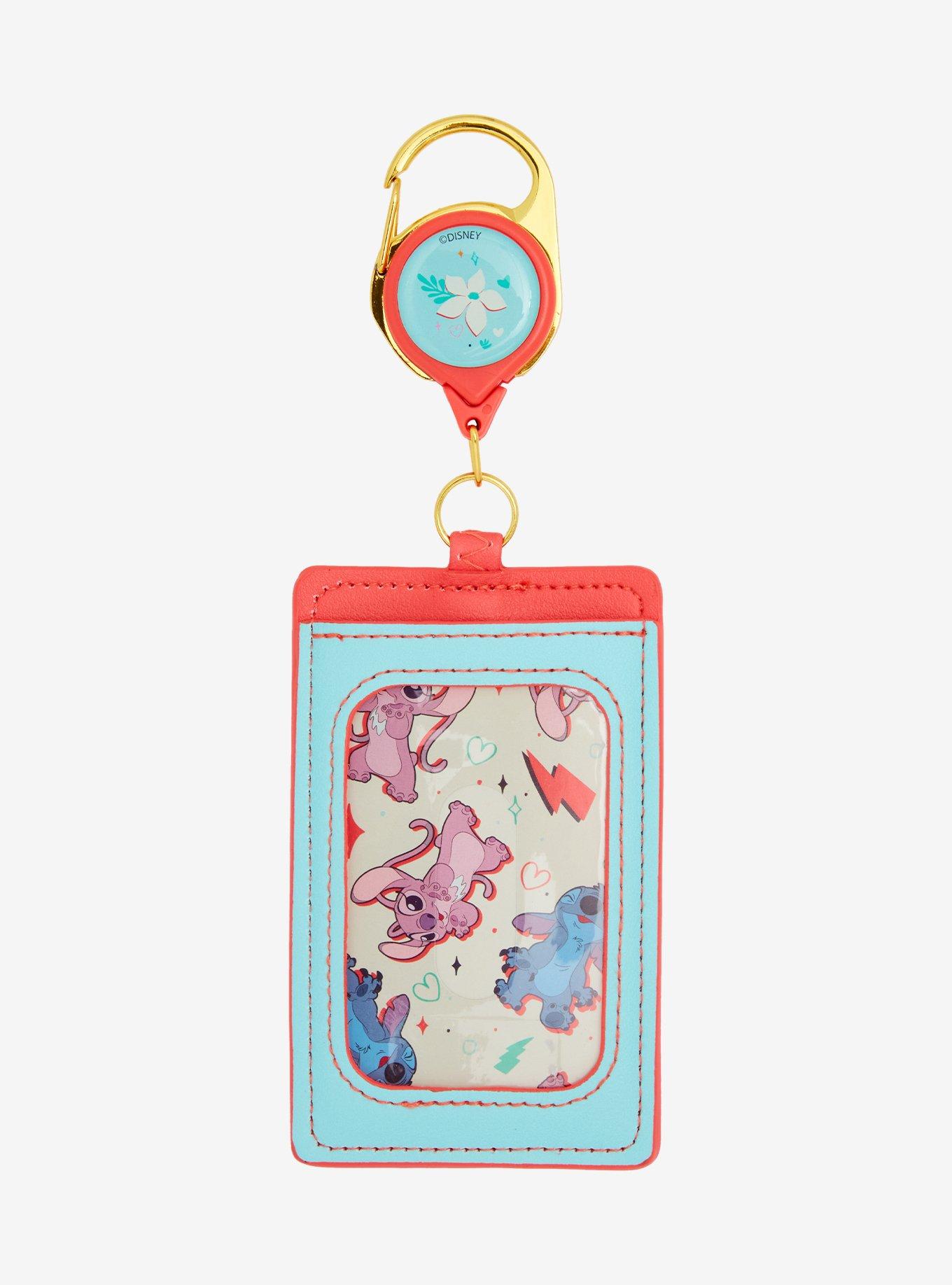 Loungefly Disney Lilo & Stitch Angel & Stitch Floral Heart Retractable Lanyard, , hi-res