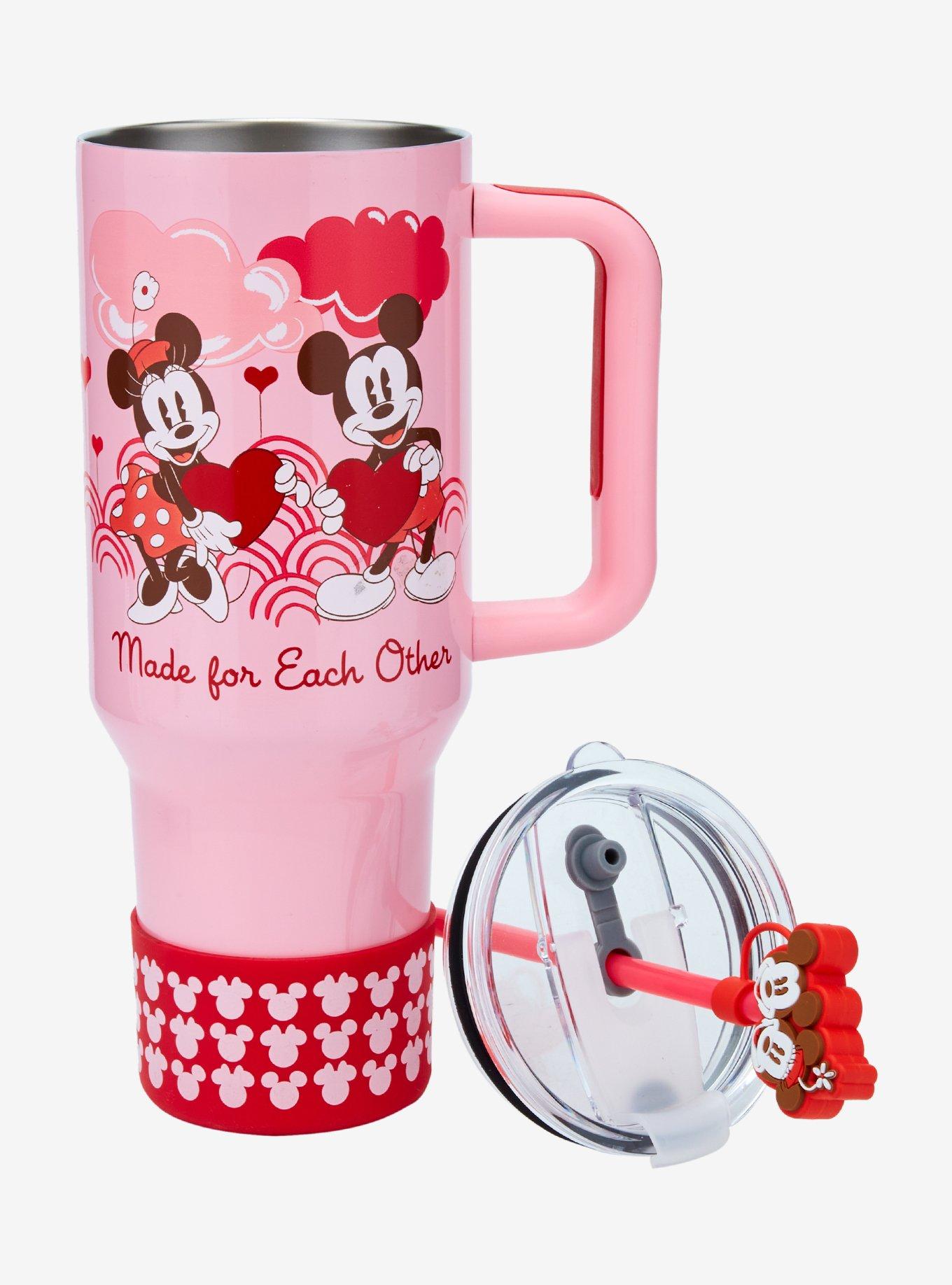 Disney Minnie & Mickey Valentine's Day Tumbler with Handle and Straw Charm — BoxLunch Exclusive, , hi-res