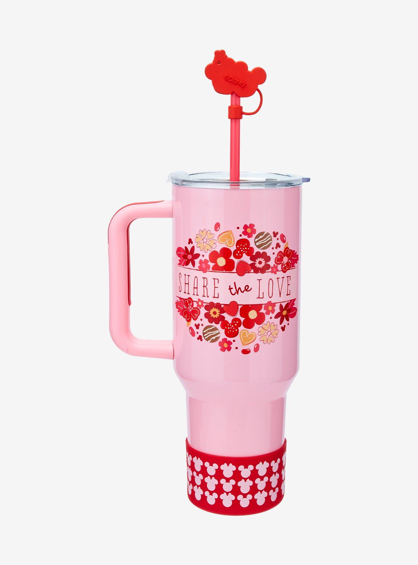 Disney Minnie & Mickey Valentine's Day Tumbler with Handle and Straw Charm &mdash; BoxLunch Exclusive, , alternate