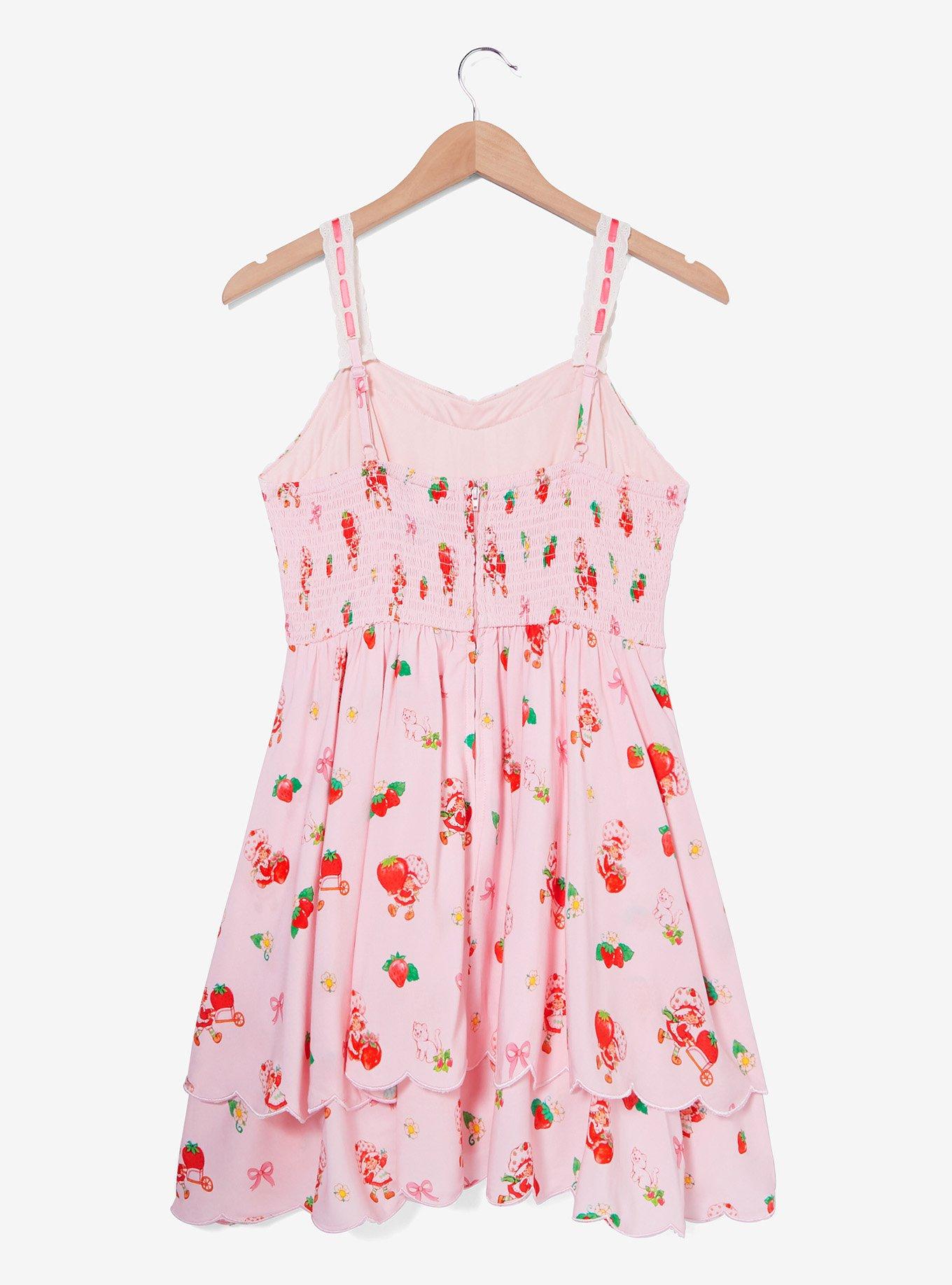 Strawberry Shortcake Coquette Allover Print Dress &mdash; BoxLunch Exclusive, LIGHT PINK, alternate