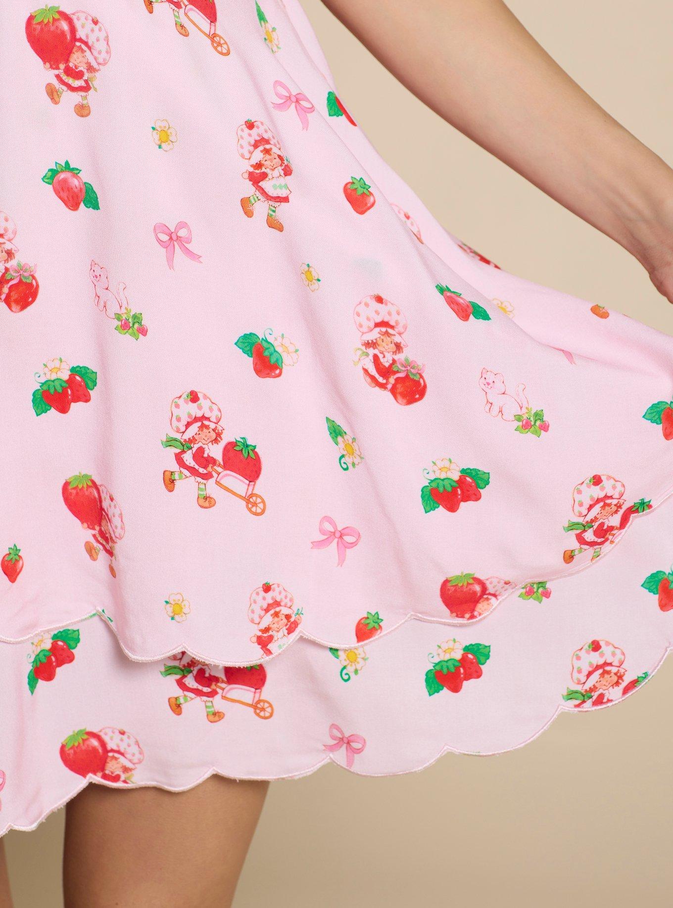 Strawberry Shortcake Coquette Allover Print Dress &mdash; BoxLunch Exclusive, LIGHT PINK, alternate