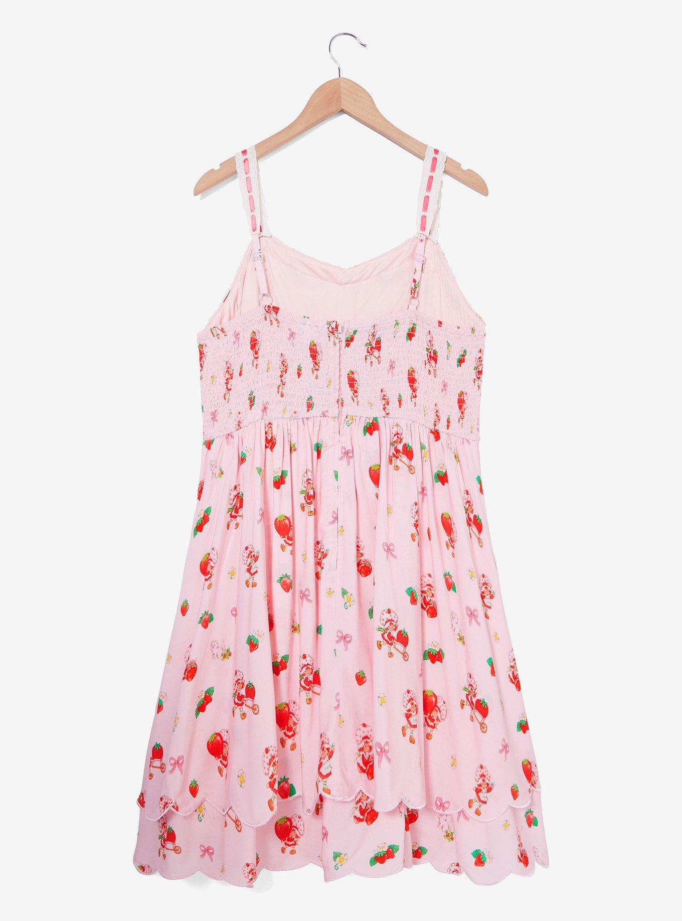 Strawberry Shortcake Coquette Allover Print Plus Size Dress — BoxLunch Exclusive, LIGHT PINK, alternate